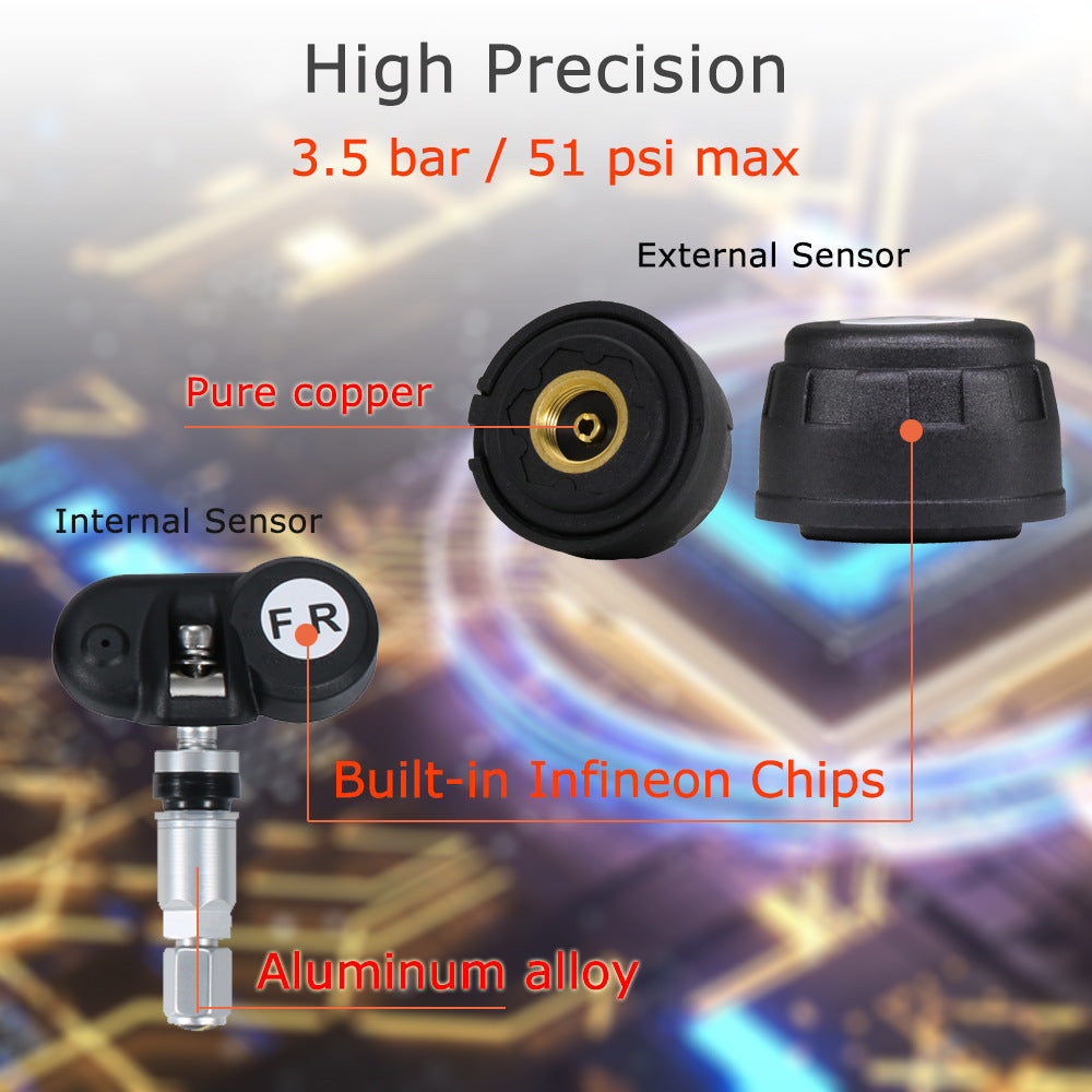 Tire Pressure Monitor Windowshield Mounting Tire Pressure Monitoring System Wireless Solar TPMS Built-in