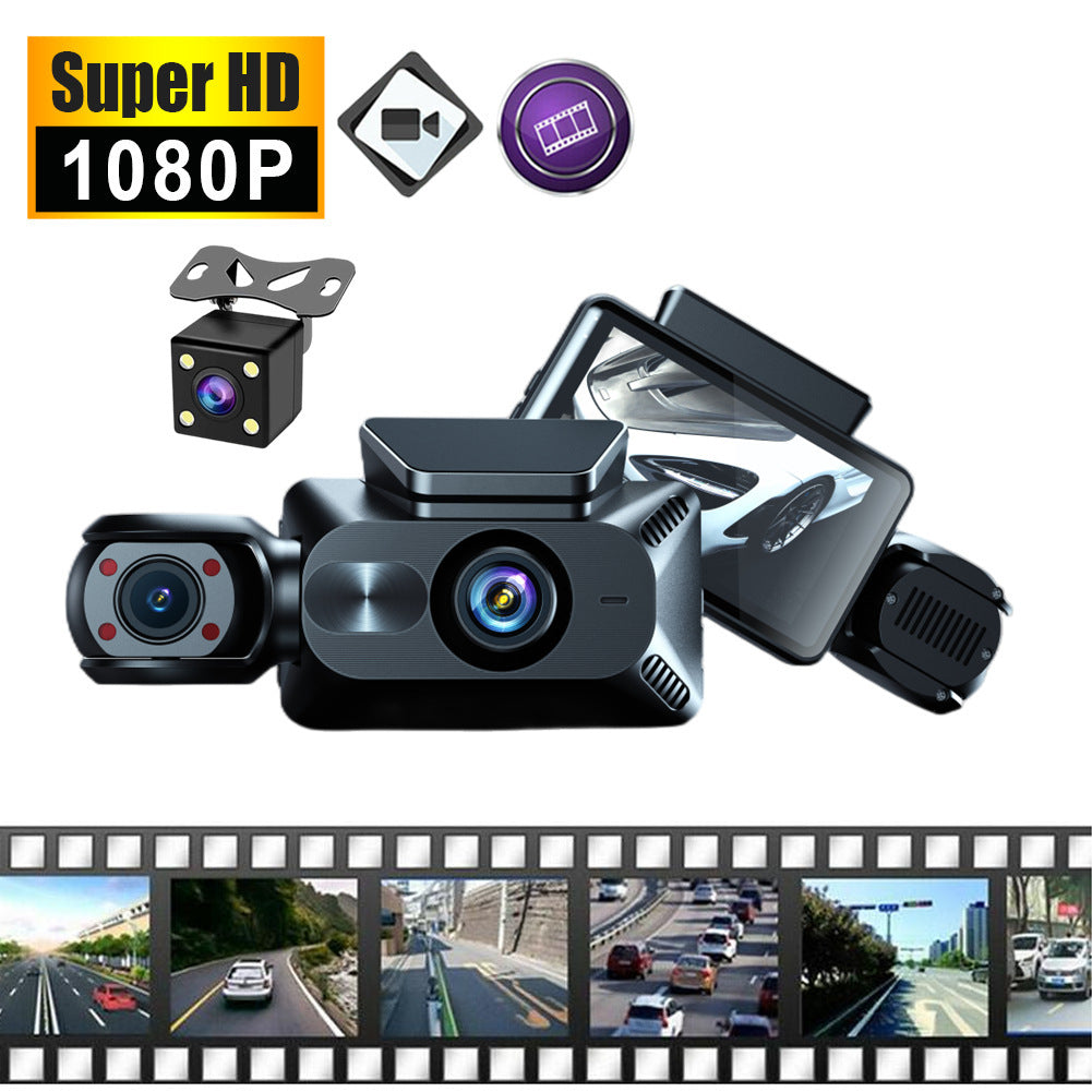 3 Channel Dash Cam Built-in WiFi Front and Rear Inside Dash Camera 1080P Three Way Camera Front + inside (dual recording) - Premium Car DVR from Rapidvehicles - Just $53.74! Shop now at Rapidvehicles