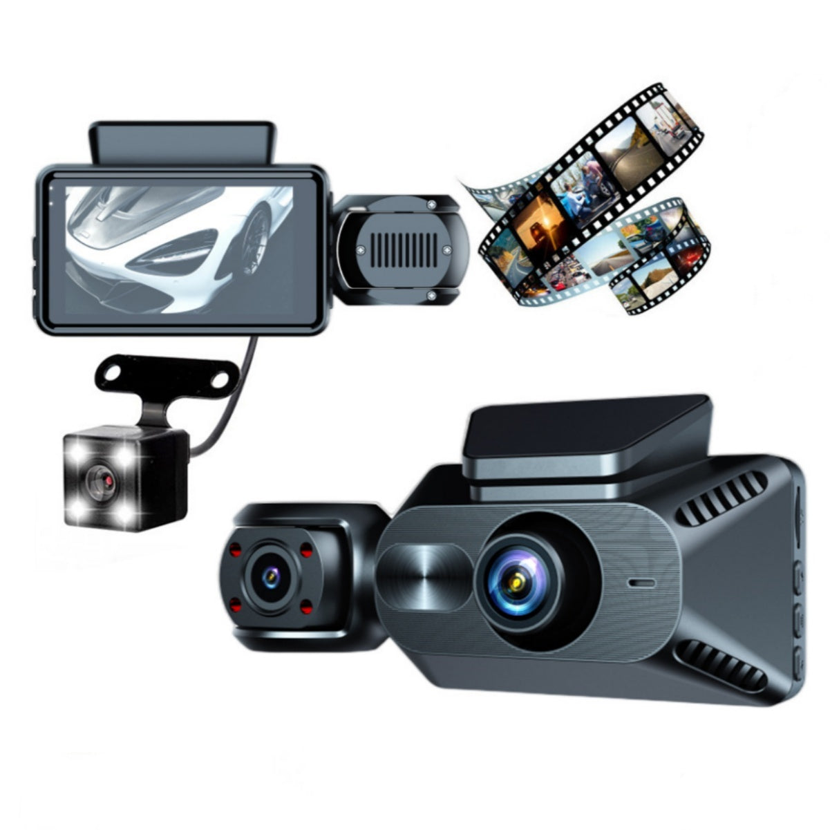 3 Channel Dash Cam Built-in WiFi Front and Rear Inside Dash - Premium Car DVR from Rapidvehicles - Just $69.99! Shop now at Rapidvehicles