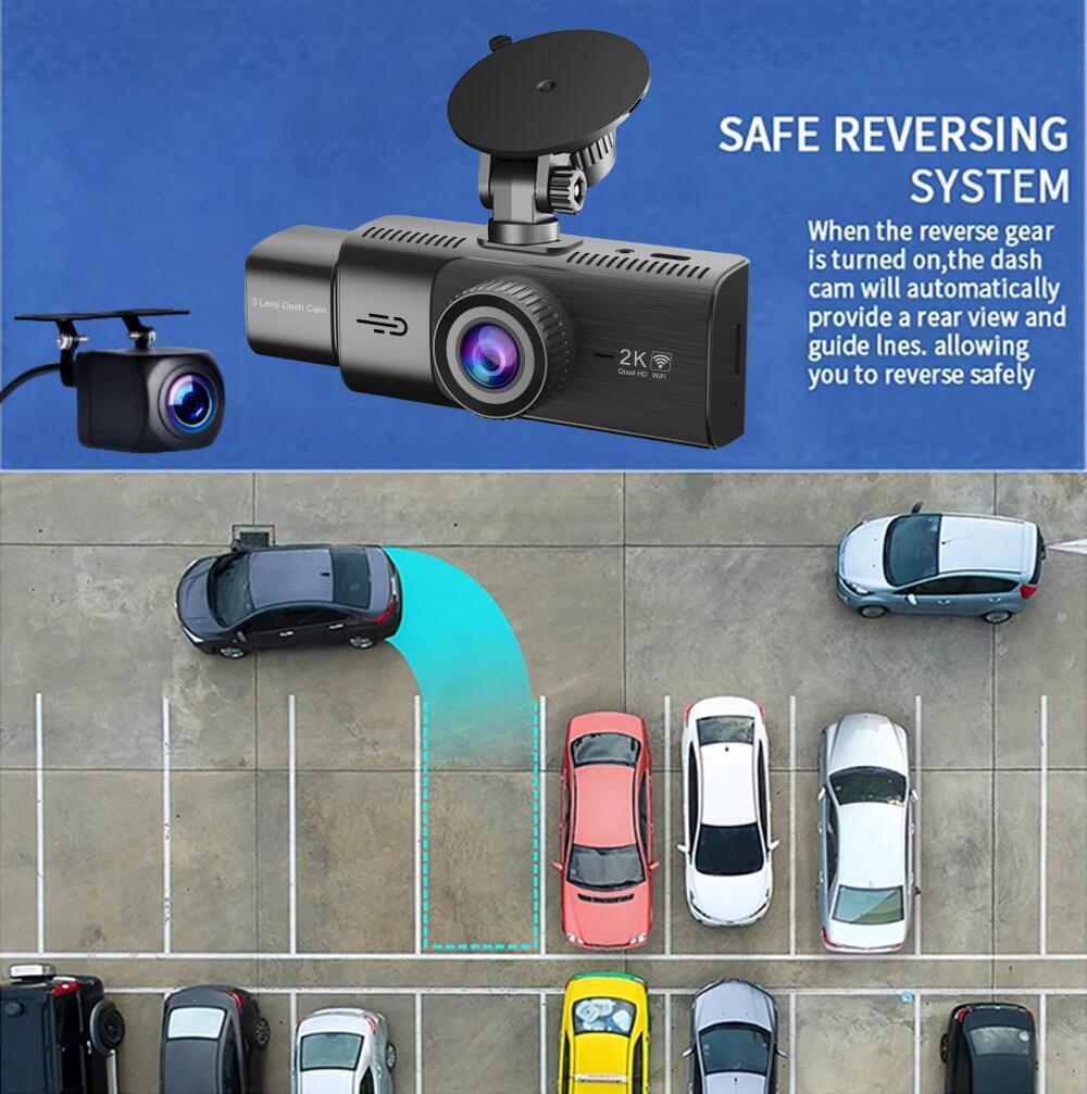 Dash Camera Front and Rear View Car Camera Monitor System Dash Camera Night Vision 3 Channel 2K Dash Cam WIFI - Premium Car DVR from Rapidvehicles - Just $85.07! Shop now at Rapidvehicles