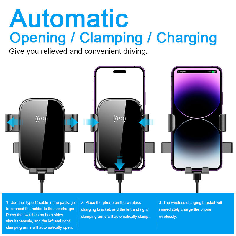 Wireless Car Charger 15W Fast Charging Auto-Clamping Car Charger - Premium Car Mounts & Holders from Rapidvehicles - Just $35.09! Shop now at Rapidvehicles