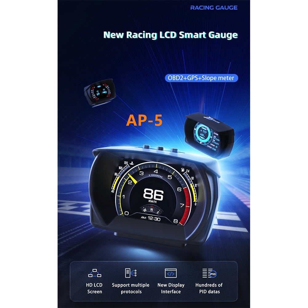 7pcs/set Ap-5 Hud Head-up  Display Multifunctional Obd2+gps+incline Meter Obd Gps Driving Modified Code Car Interiors Accessories black - Premium OBD & Diagnostic Tools from Rapidvehicles - Just $91.99! Shop now at Rapidvehicles