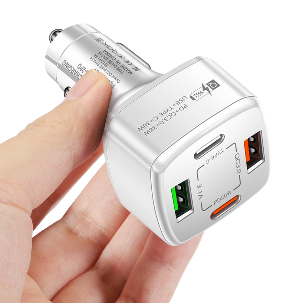 4-in-1 Usb Charger Fast Charging Dock Type-c 38w Pd Qc3.0 3.1a 2usb Dual Line Car Charger Adapter White - Premium Car Chargers from Rapidvehicles - Just $13.99! Shop now at Rapidvehicles