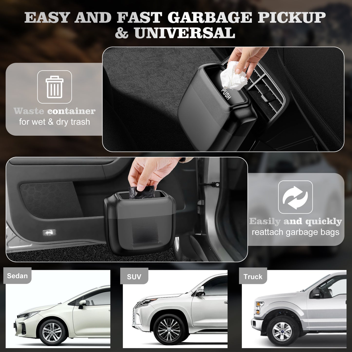 Car Trash Can With Lid 700ML Leak-proof Vehicle Garbage Bin - Premium Car Organizers from Rapidvehicles - Just $25.99! Shop now at Rapidvehicles