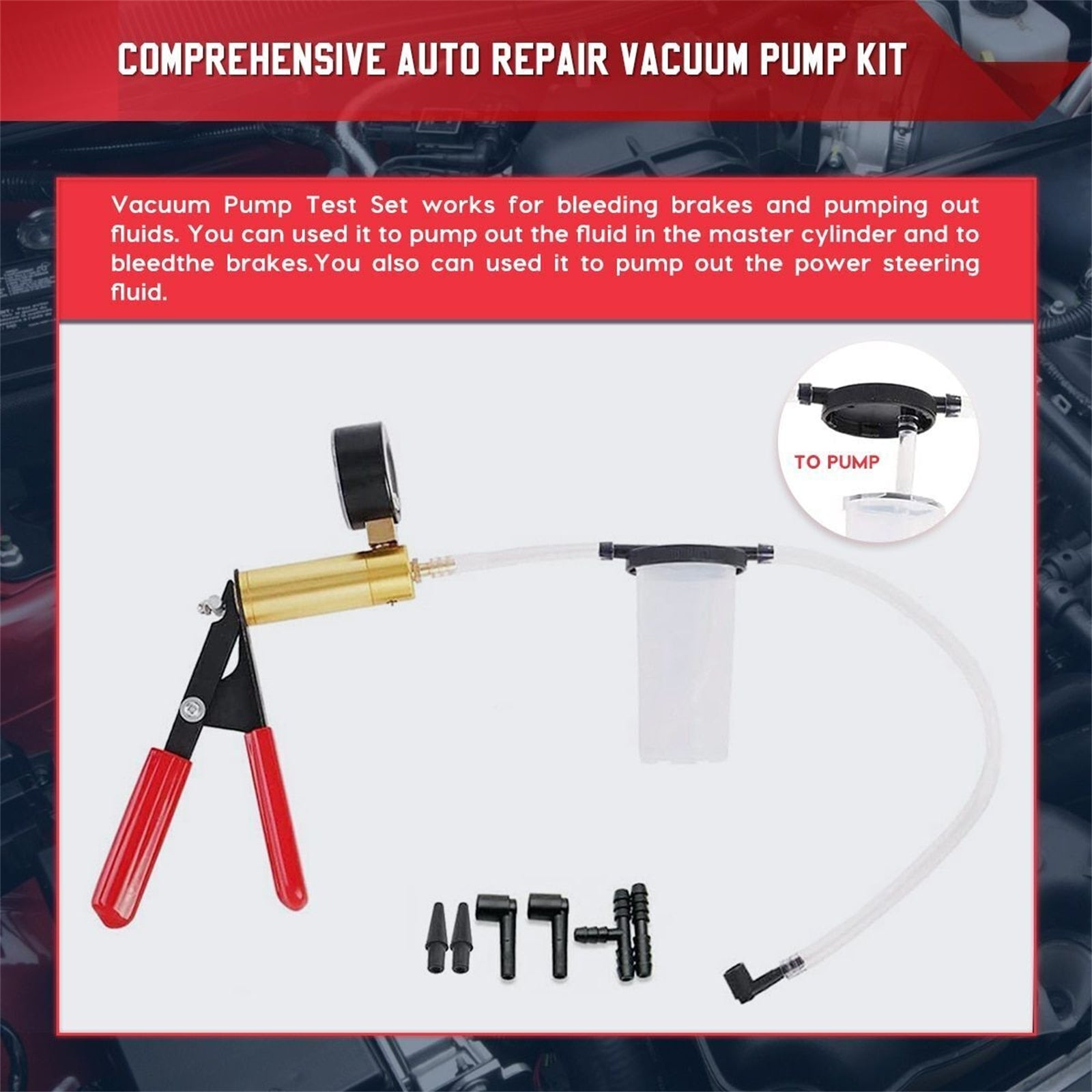 Brake Bleeder Kit Hand Vacuum Pump Automotive Tester Repair Tools Brake Clutch Fluid Extractor Cylinder Bleeder Kit With Storage Case red - Premium Other Car Tools from Rapidvehicles - Just $42.90! Shop now at Rapidvehicles