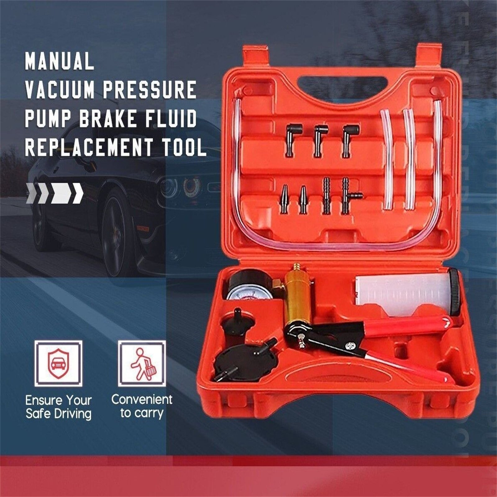 Brake Bleeder Kit Hand Vacuum Pump Automotive Tester Repair Tools Brake Clutch Fluid Extractor Cylinder Bleeder Kit With Storage Case red - Premium Other Car Tools from Rapidvehicles - Just $42.90! Shop now at Rapidvehicles