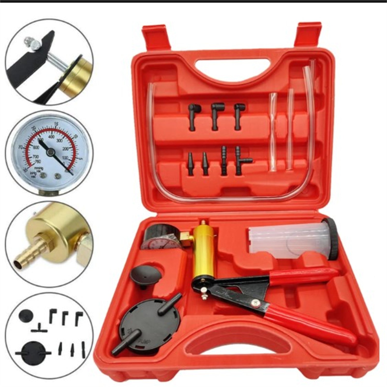 Brake Bleeder Kit Hand Vacuum Pump Automotive Tester Repair Tools Brake Clutch Fluid Extractor Cylinder Bleeder Kit With Storage Case red - Premium Other Car Tools from Rapidvehicles - Just $42.90! Shop now at Rapidvehicles