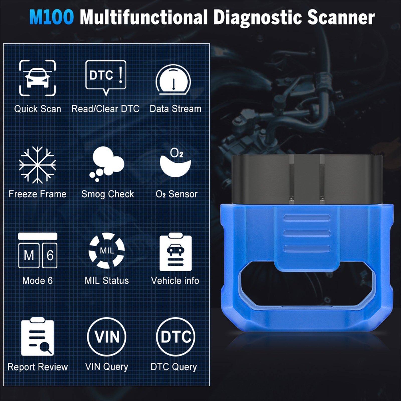 M100 Obd2 Bluetooth 4.0 Scanner Auto Car Fault Diagnosis Tool Code Reader Compatible for IOS Android - Premium OBD & Diagnostic Tools from Rapidvehicles - Just $33.99! Shop now at Rapidvehicles