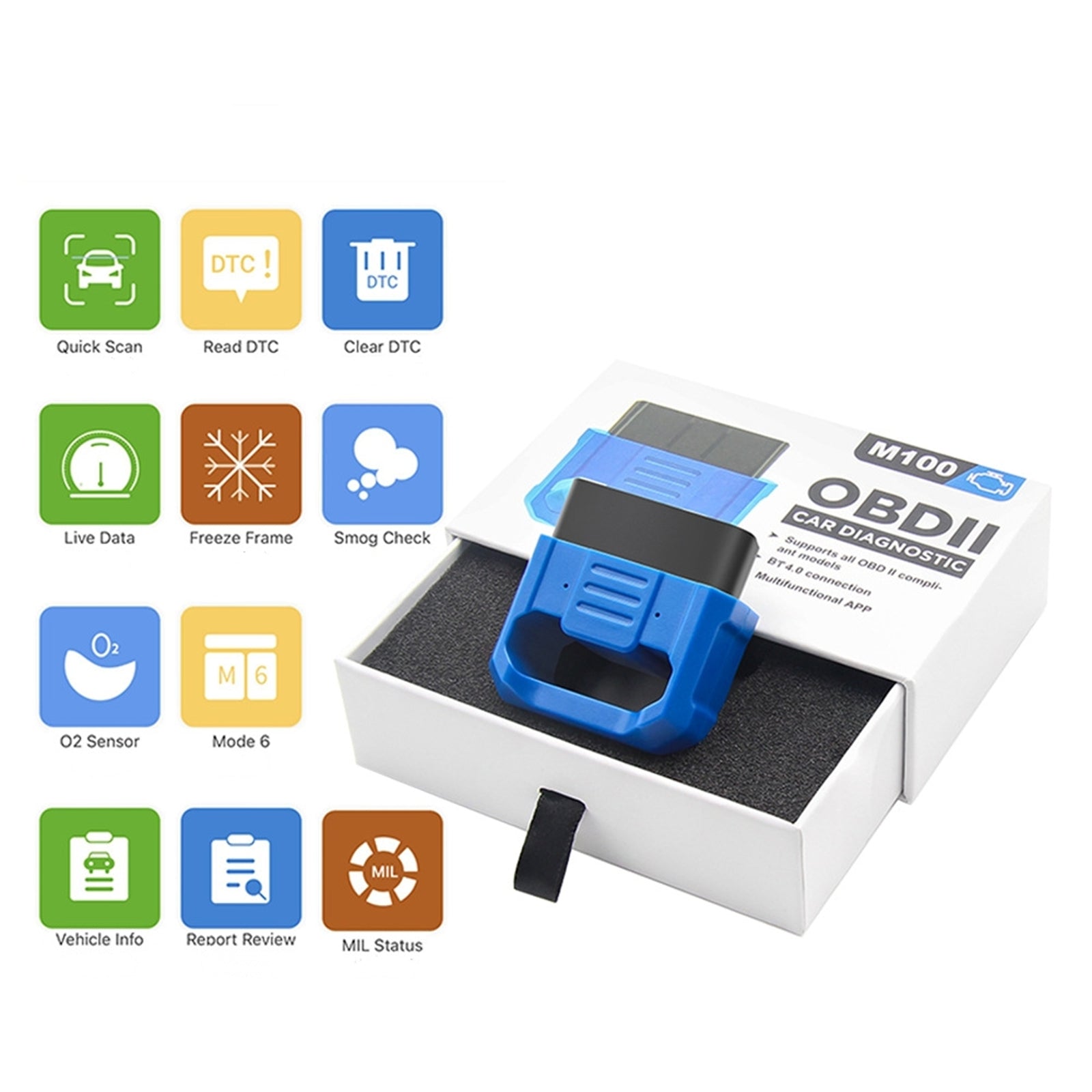 M100 Obd2 Bluetooth 4.0 Scanner Auto Car Fault Diagnosis Tool Code Reader Compatible for IOS Android - Premium OBD & Diagnostic Tools from Rapidvehicles - Just $33.99! Shop now at Rapidvehicles