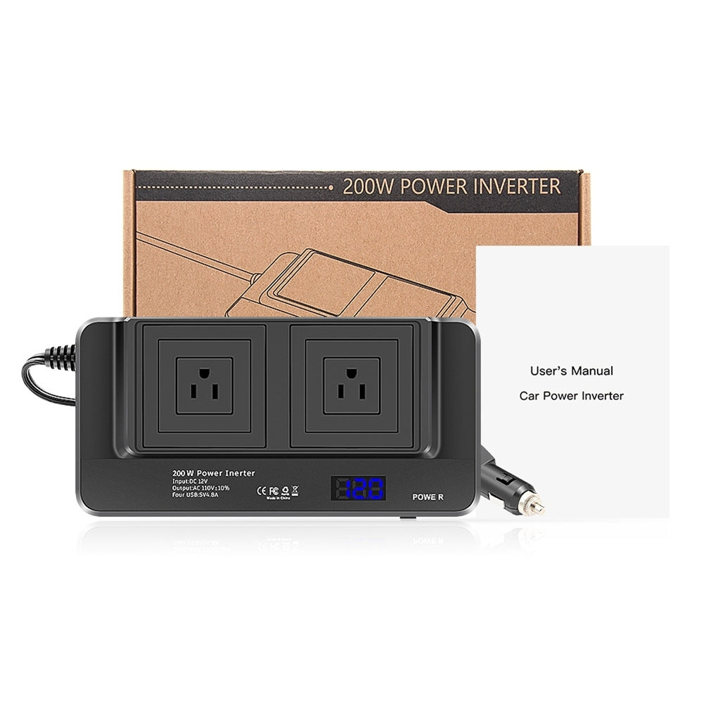 Car Power Inverter 12V 200W Led Digital Display Real Time Monitoring Booster EU Plug - Premium OBD & Diagnostic Tools from Rapidvehicles - Just $46.99! Shop now at Rapidvehicles