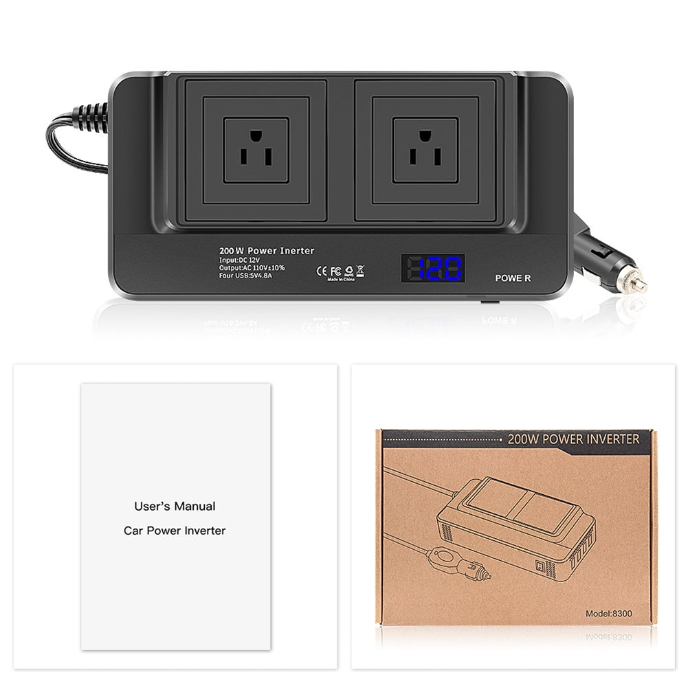 Car Power Inverter 12V 200W Led Digital Display Real Time Monitoring Booster EU Plug - Premium OBD & Diagnostic Tools from Rapidvehicles - Just $46.99! Shop now at Rapidvehicles