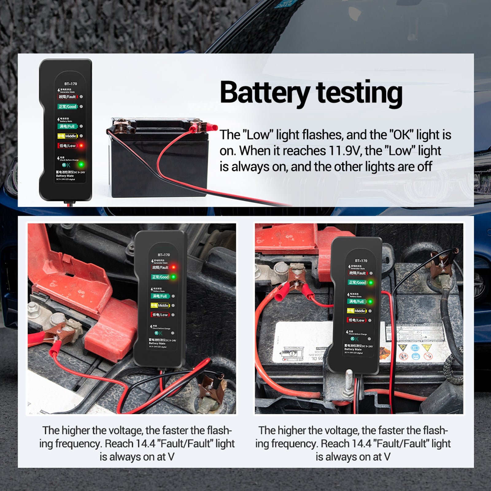 ANENG BT-170 12V Battery Tester Motorcycle Electric Bike 6-LED Display Automobile Fault Tester Multifunctional - Premium OBD & Diagnostic Tools from Rapidvehicles - Just $15.99! Shop now at Rapidvehicles