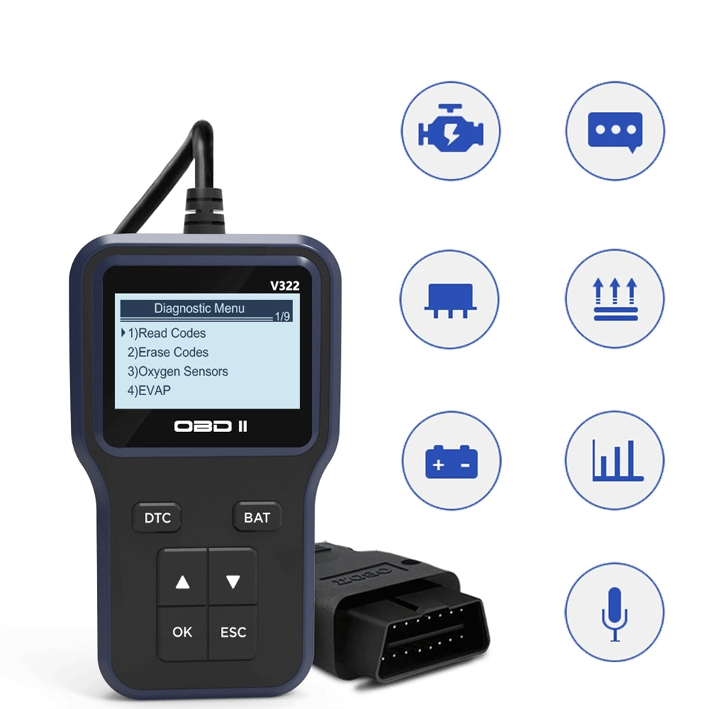 V322 Code Reader Lcd Display Obd Handheld Multilingual Fault Detector Car Diagnostic Tools - Premium OBD & Diagnostic Tools from Rapidvehicles - Just $48.99! Shop now at Rapidvehicles