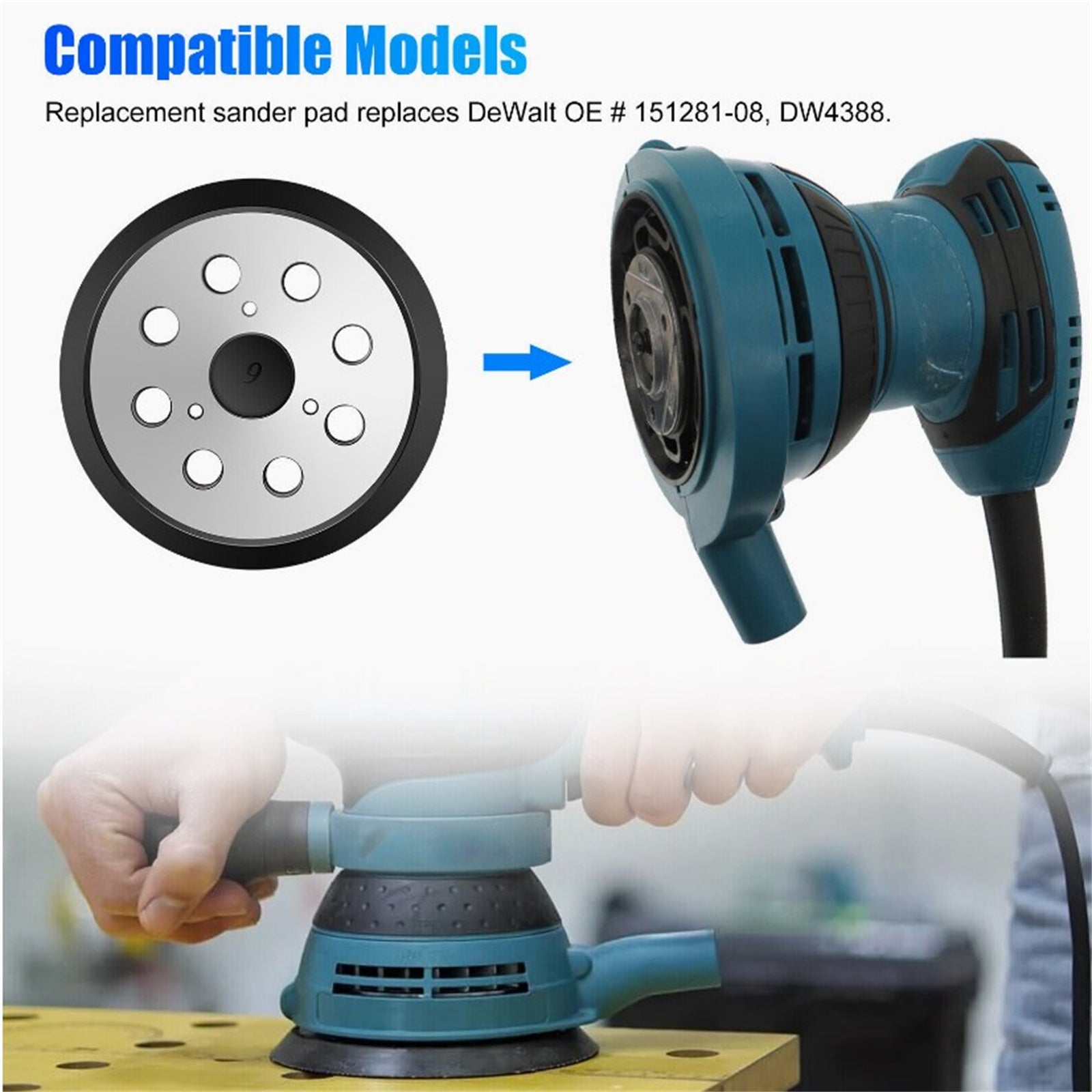 5 Inch 8 Hole Hook Loop Sander Pad Compatible For DW4388 DW423 - Premium Car Organizers from Rapidvehicles - Just $17.99! Shop now at Rapidvehicles