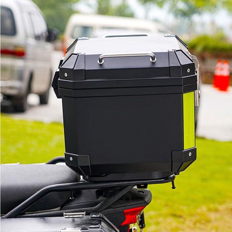 Motorcycle Top Box Lockable Helmet Luggage Storage Rear Tour Box with Reflective Design, Storage Carrier Case Black 29L - Premium Motorcycle Accessories from Rapidvehicles - Just $126.99! Shop now at Rapidvehicles