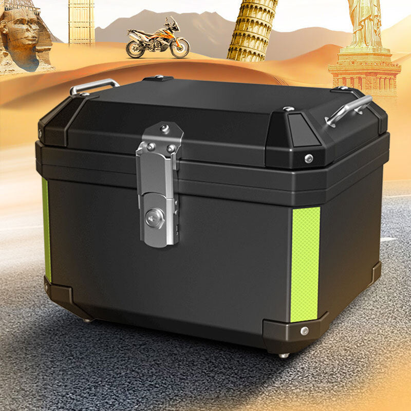 Motorcycle Top Box Lockable Helmet Luggage Storage Rear Tour Box with Reflective Design, Storage Carrier Case Black 29L - Premium Motorcycle Accessories from Rapidvehicles - Just $126.99! Shop now at Rapidvehicles