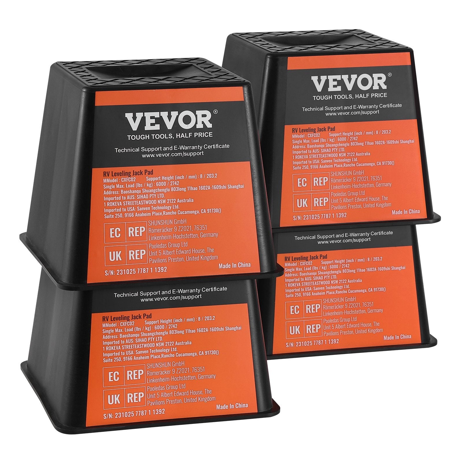 VEVOR Trailer Jack Block, 6000 lbs Capacity per RV Leveling Block, High-quality Polypropylene RV Camper Stabilizer Blocks, RV Travel Accessories Use for Any Tongue Jack, Post, Foot, 5th Wheels, 4-Pack - Premium Trailer Jack Block from VEVOR - Just $82.59! Shop now at Rapidvehicles