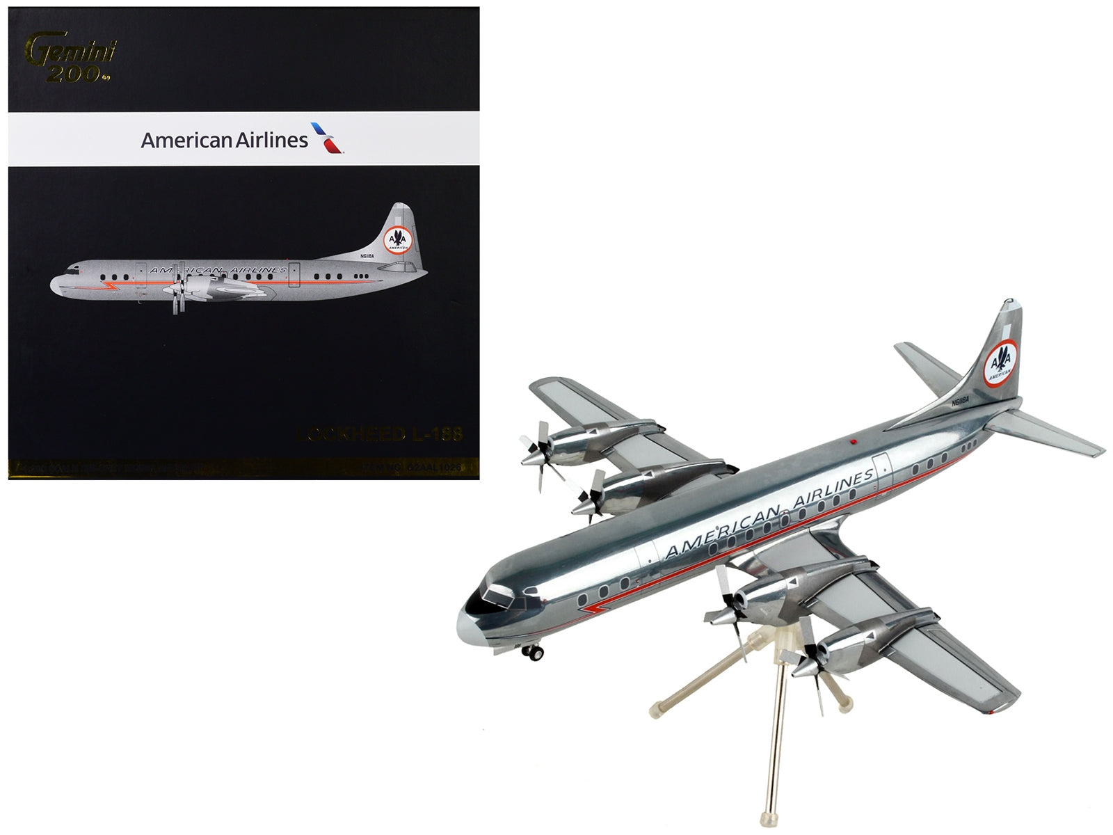 Lockheed L-188A Electra Astrojet Commercial Aircraft "American Airlines" Silver "Gemini 200" Series 1/200 Diecast Model Airplane by GeminiJets - Premium Lockheed from GeminiJets - Just $123.99! Shop now at Rapidvehicles