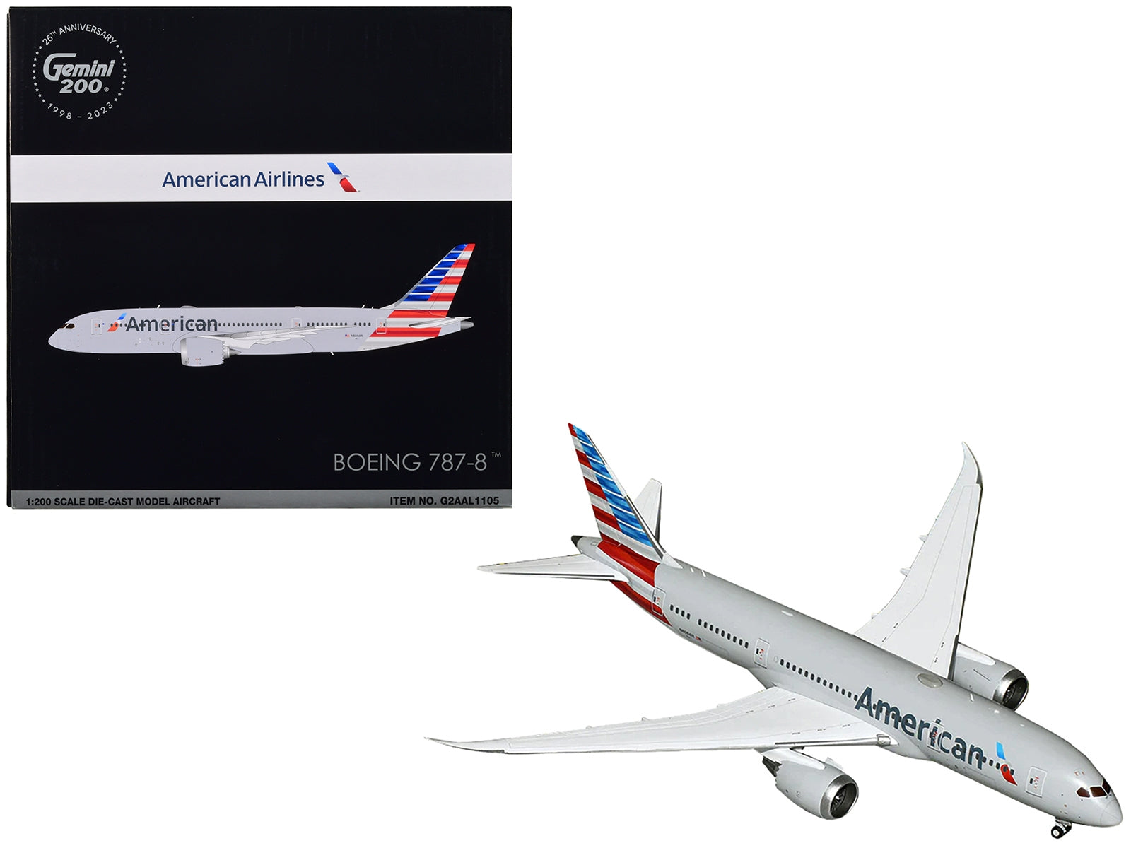 Boeing 787-8 Commercial Aircraft "American Airlines" Gray with Tail Stripes "Gemini 200" Series 1/200 Diecast Model Airplane by GeminiJets - Premium Boeing from GeminiJets - Just $163.99! Shop now at Rapidvehicles