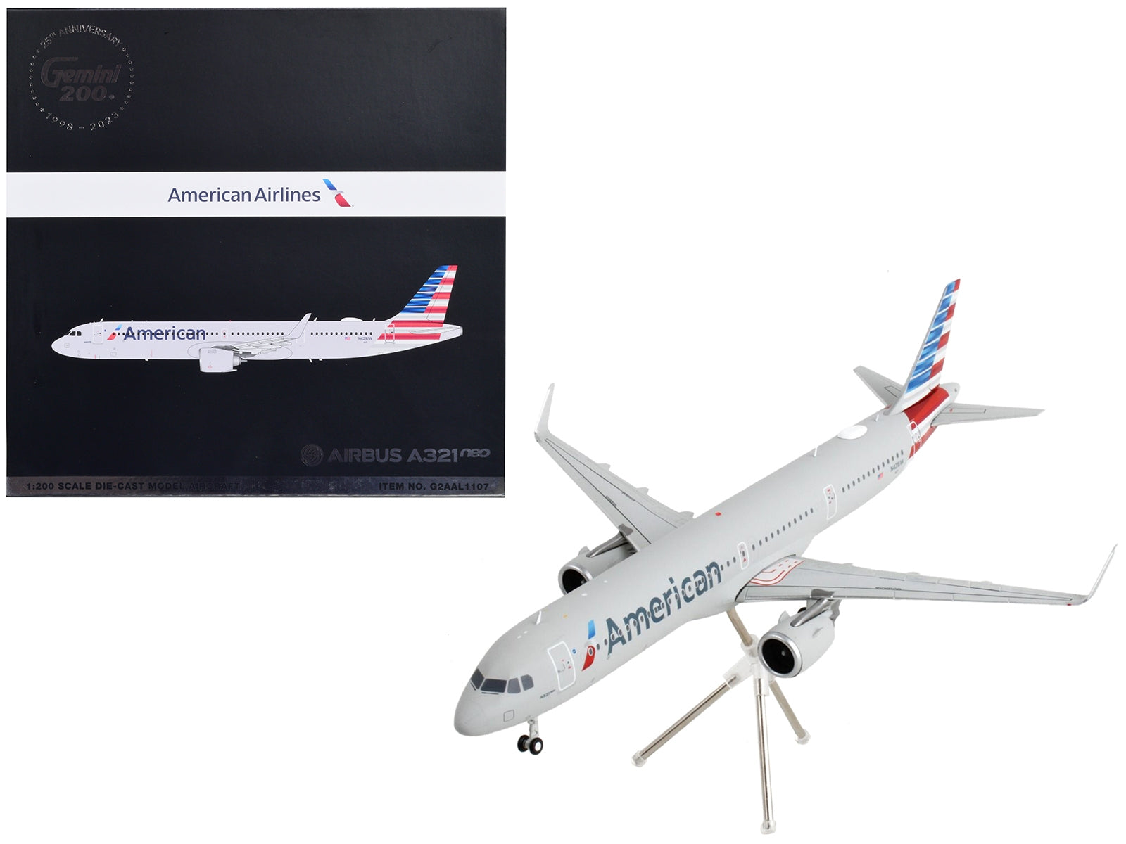 Airbus A321neo Commercial Aircraft "American Airlines" Silver with Striped Tail "Gemini 200" Series 1/200 Diecast Model Airplane by GeminiJets - Premium Aircrafts and War Planes from GeminiJets - Just $123.99! Shop now at Rapidvehicles