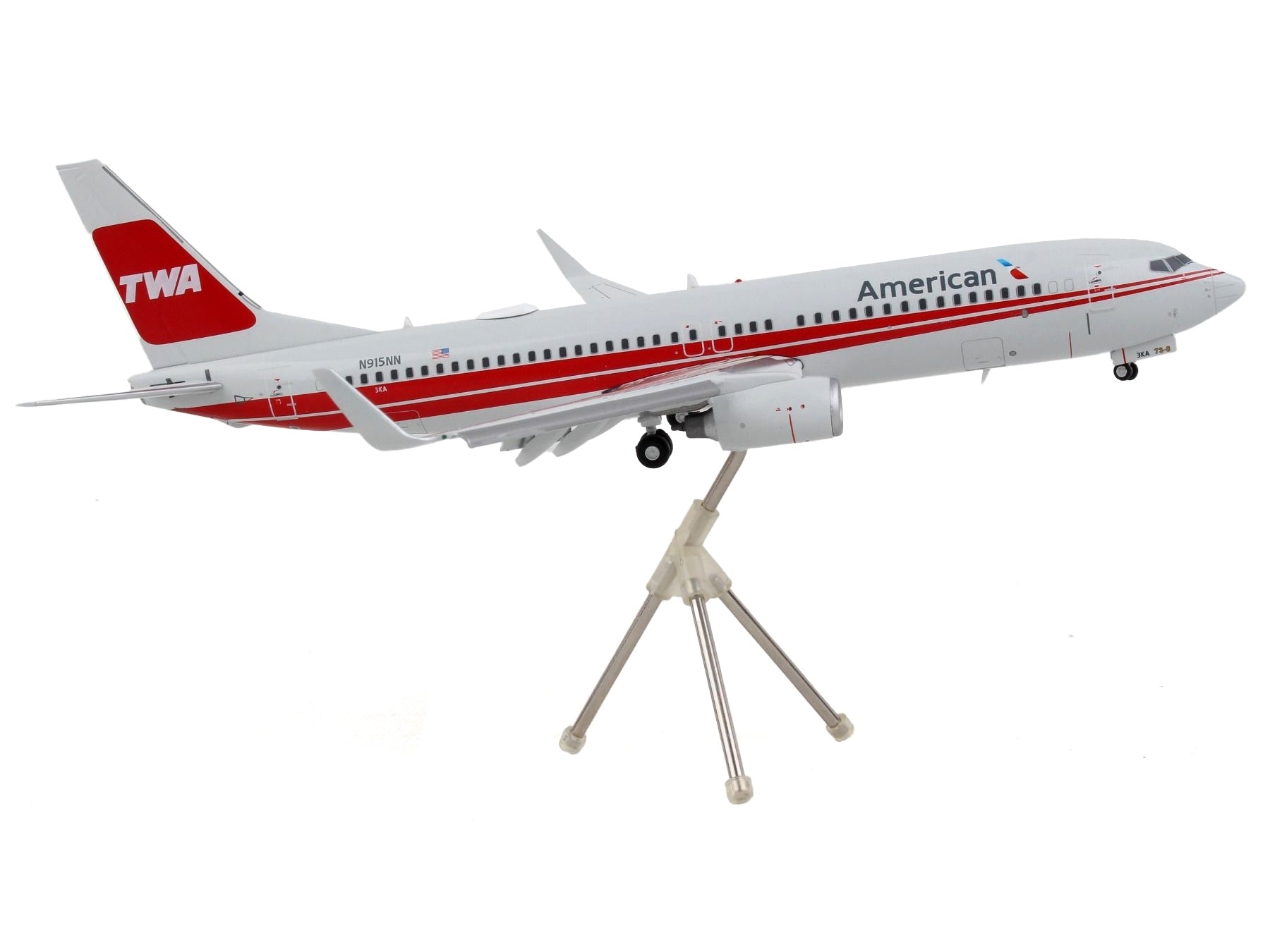 Boeing 737-800 Commercial Aircraft with Flaps Down "American Airlines - Trans World Airlines" Gray with Red Stripes "Gemini 200" Series 1/200 Diecast Model Airplane by GeminiJets - Premium Boeing from GeminiJets - Just $117.99! Shop now at Rapidvehicles