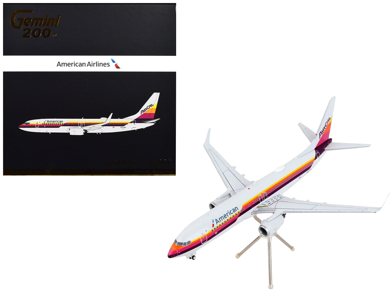 Boeing 737-800 Commercial Aircraft "American Airlines - AirCal" Gray with Stripes "Gemini 200" Series 1/200 Diecast Model Airplane by GeminiJets - Premium Boeing from GeminiJets - Just $123.99! Shop now at Rapidvehicles