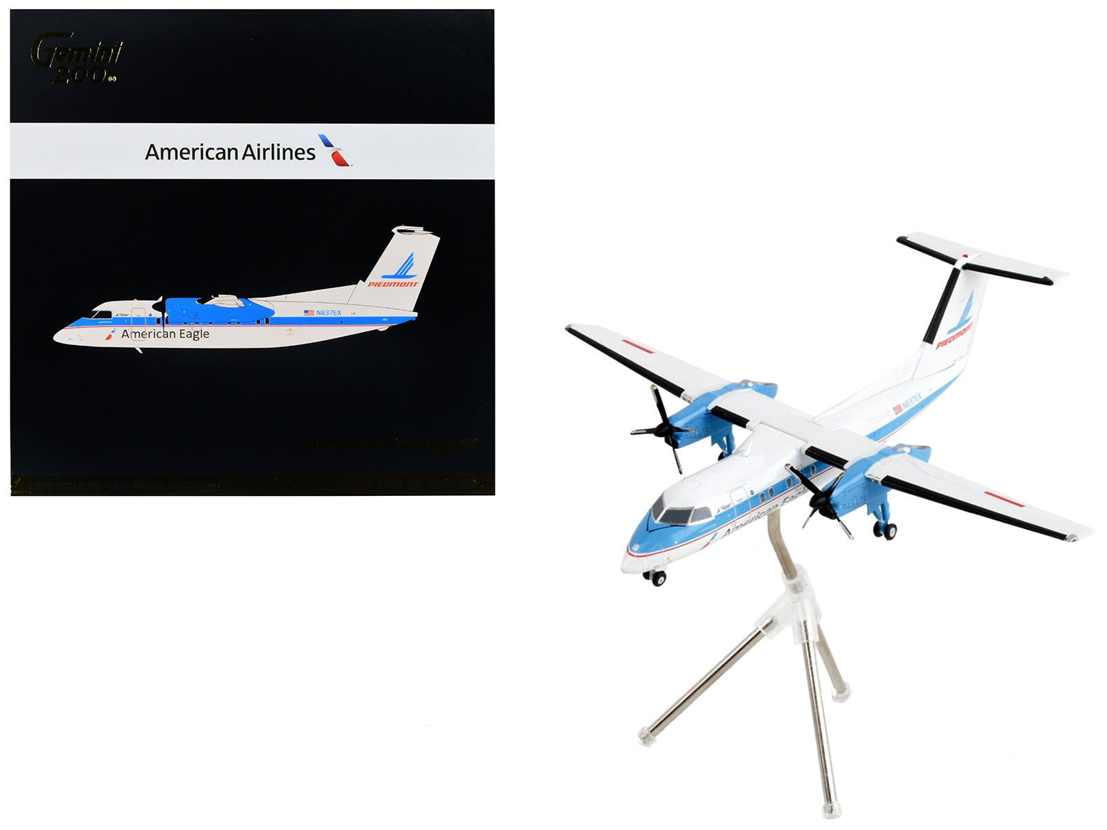 Bombardier Dash 8-100 Commercial Aircraft "American Eagle - Piedmont Airlines" White with Blue Stripes "Gemini 200" Series 1/200 Diecast Model Airplane by GeminiJets - Premium Bombardier from GeminiJets - Just $97.99! Shop now at Rapidvehicles