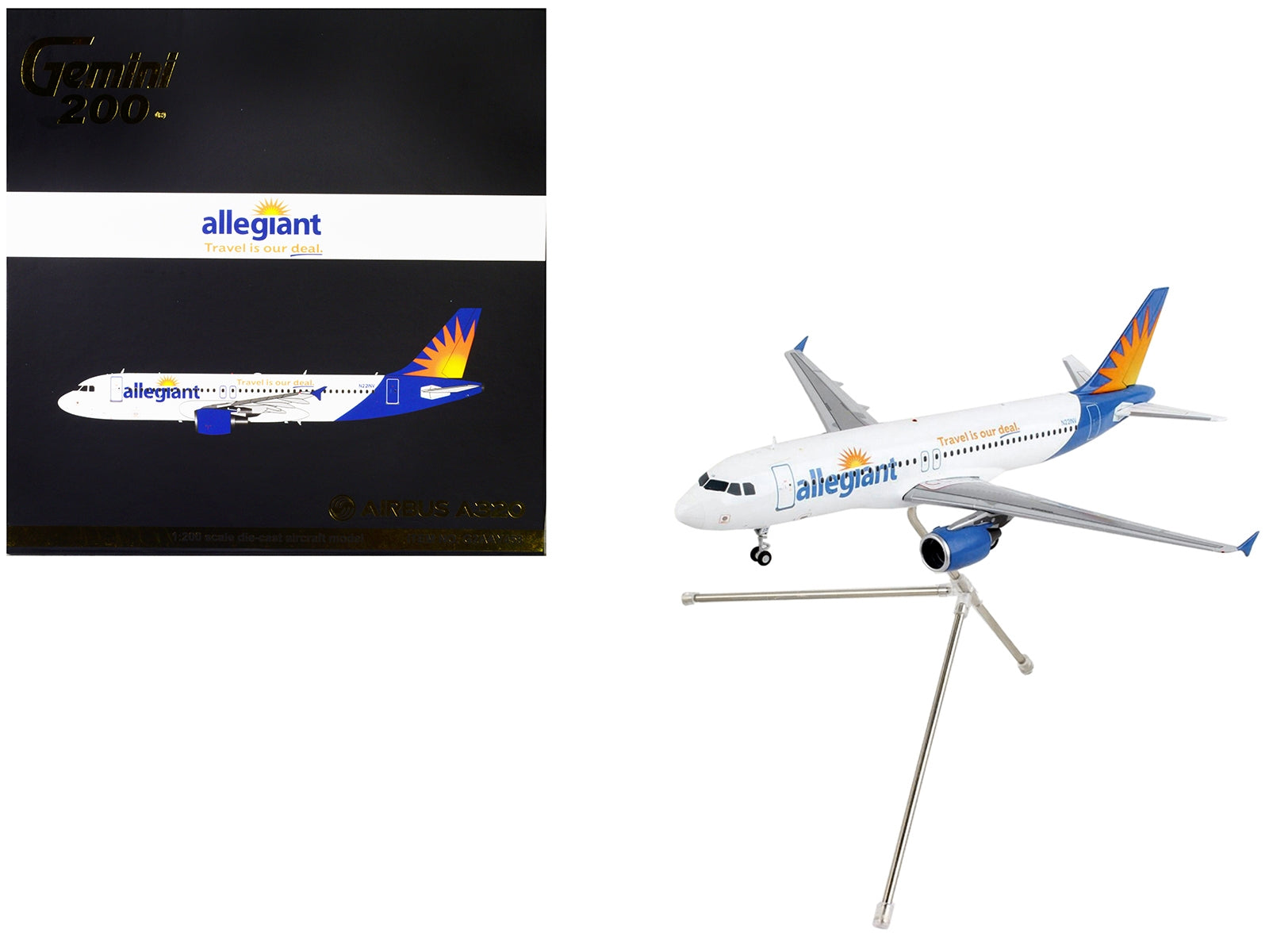 Airbus A320 Commercial Aircraft "Allegiant Air" White with Blue Tail "Gemini 200" Series 1/200 Diecast Model Airplane by GeminiJets - Premium Aircrafts and War Planes from GeminiJets - Just $123.99! Shop now at Rapidvehicles