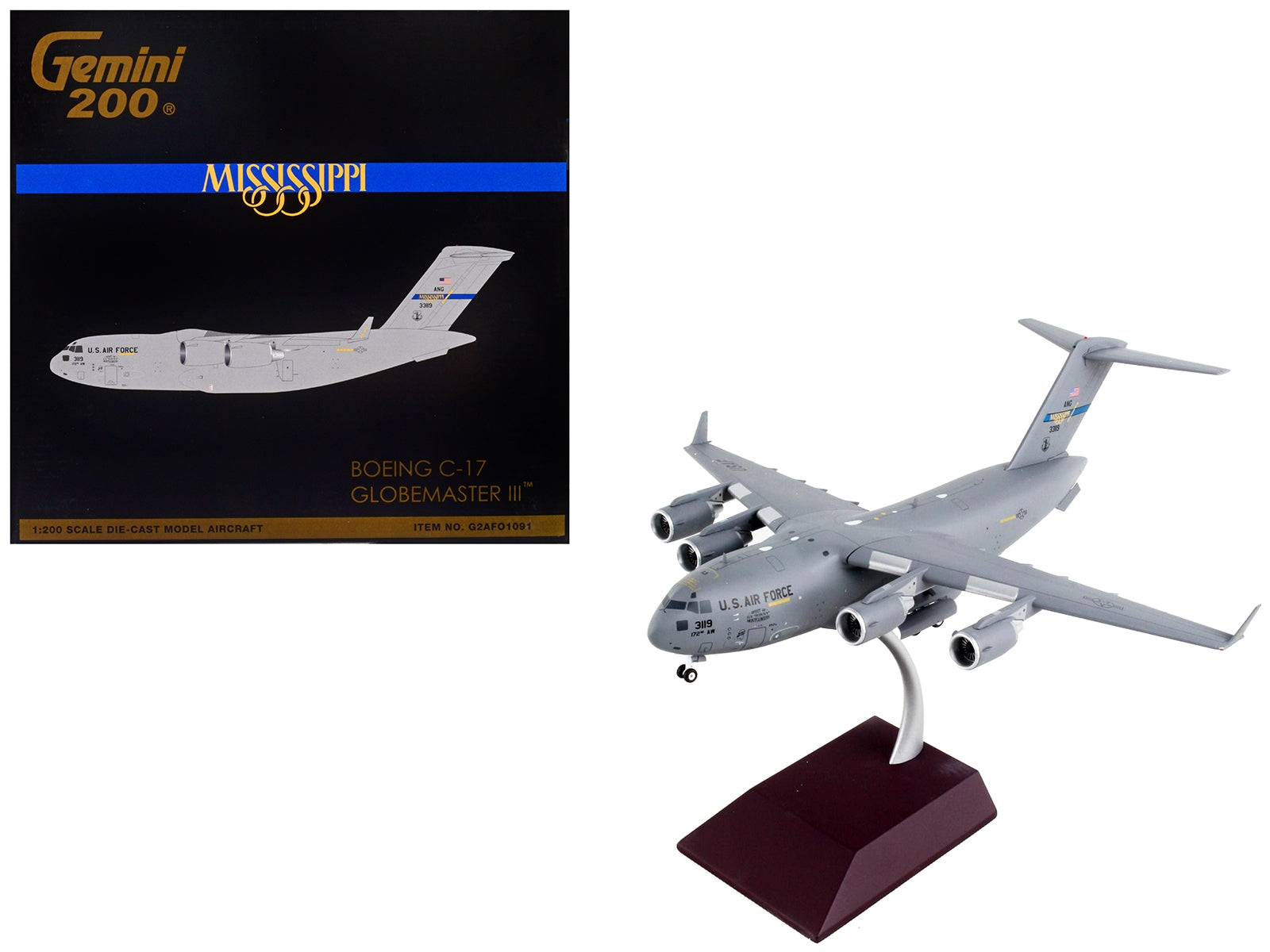 Boeing C-17 Globemaster III Transport Aircraft "Mississippi Air National Guard" United States Air Force "Gemini 200" Series 1/200 Diecast Model Airplane by GeminiJets - Premium Boeing from GeminiJets - Just $160.52! Shop now at Rapidvehicles