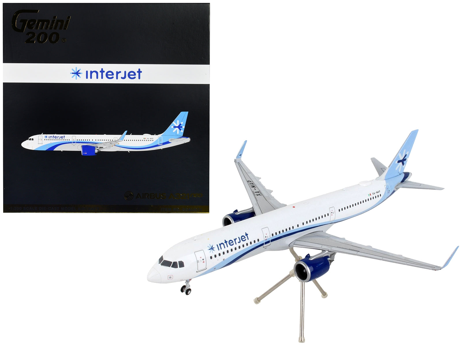 Airbus A321neo Commercial Aircraft "Interjet" White with Blue Stripes "Gemini 200" Series 1/200 Diecast Model Airplane by GeminiJets - Premium Aircrafts and War Planes from GeminiJets - Just $123.99! Shop now at Rapidvehicles