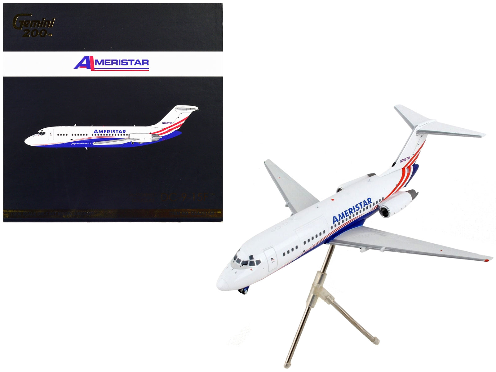 McDonnell Douglas DC-9-15F Commercial Aircraft "Ameristar Air Cargo" White with Blue and Red Stripes "Gemini 200" Series 1/200 Diecast Model Airplane by GeminiJets - Premium McDonnell Douglas from GeminiJets - Just $110.99! Shop now at Rapidvehicles