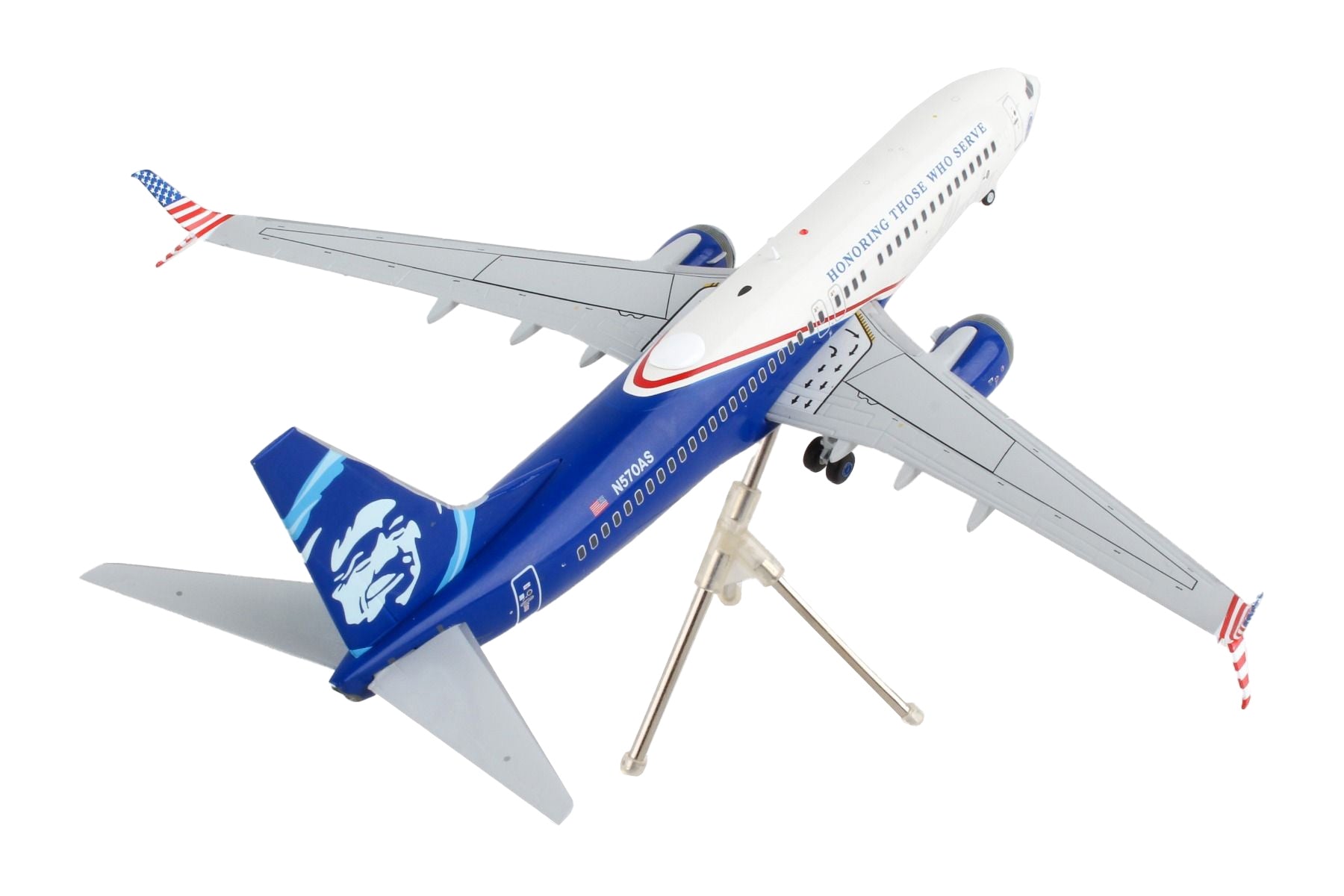 Boeing 737-800 Commercial Aircraft "Alaska Airlines - Honoring Those Who Serve" White and Blue "Gemini 200" Series 1/200 Diecast Model Airplane by GeminiJets - Premium Boeing from GeminiJets - Just $123.99! Shop now at Rapidvehicles