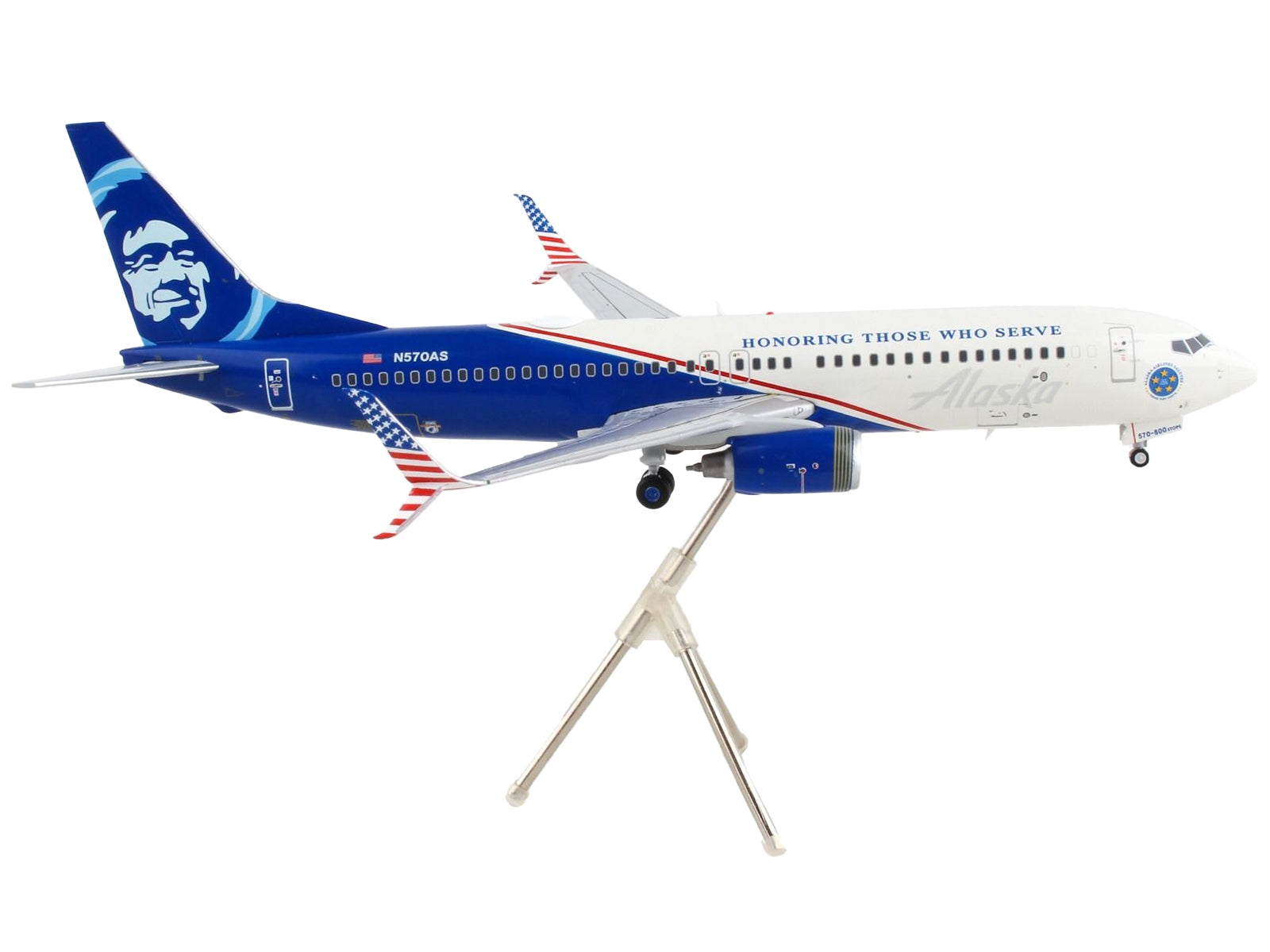 Boeing 737-800 Commercial Aircraft "Alaska Airlines - Honoring Those Who Serve" White and Blue "Gemini 200" Series 1/200 Diecast Model Airplane by GeminiJets - Premium Boeing from GeminiJets - Just $123.99! Shop now at Rapidvehicles