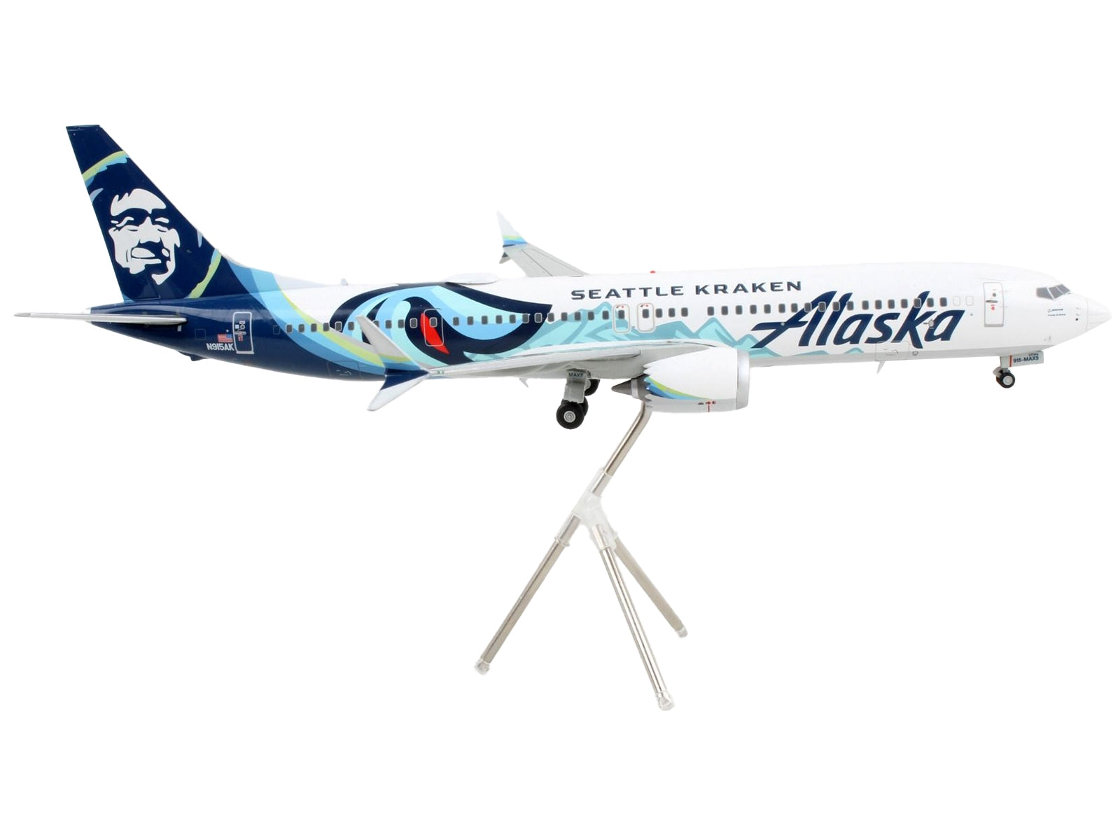 Boeing 737 MAX 9 Commercial Aircraft "Alaska Airlines - Seattle Kraken" White with Blue Tail "Gemini 200" Series 1/200 Diecast Model Airplane by GeminiJets - Premium Boeing from GeminiJets - Just $123.99! Shop now at Rapidvehicles