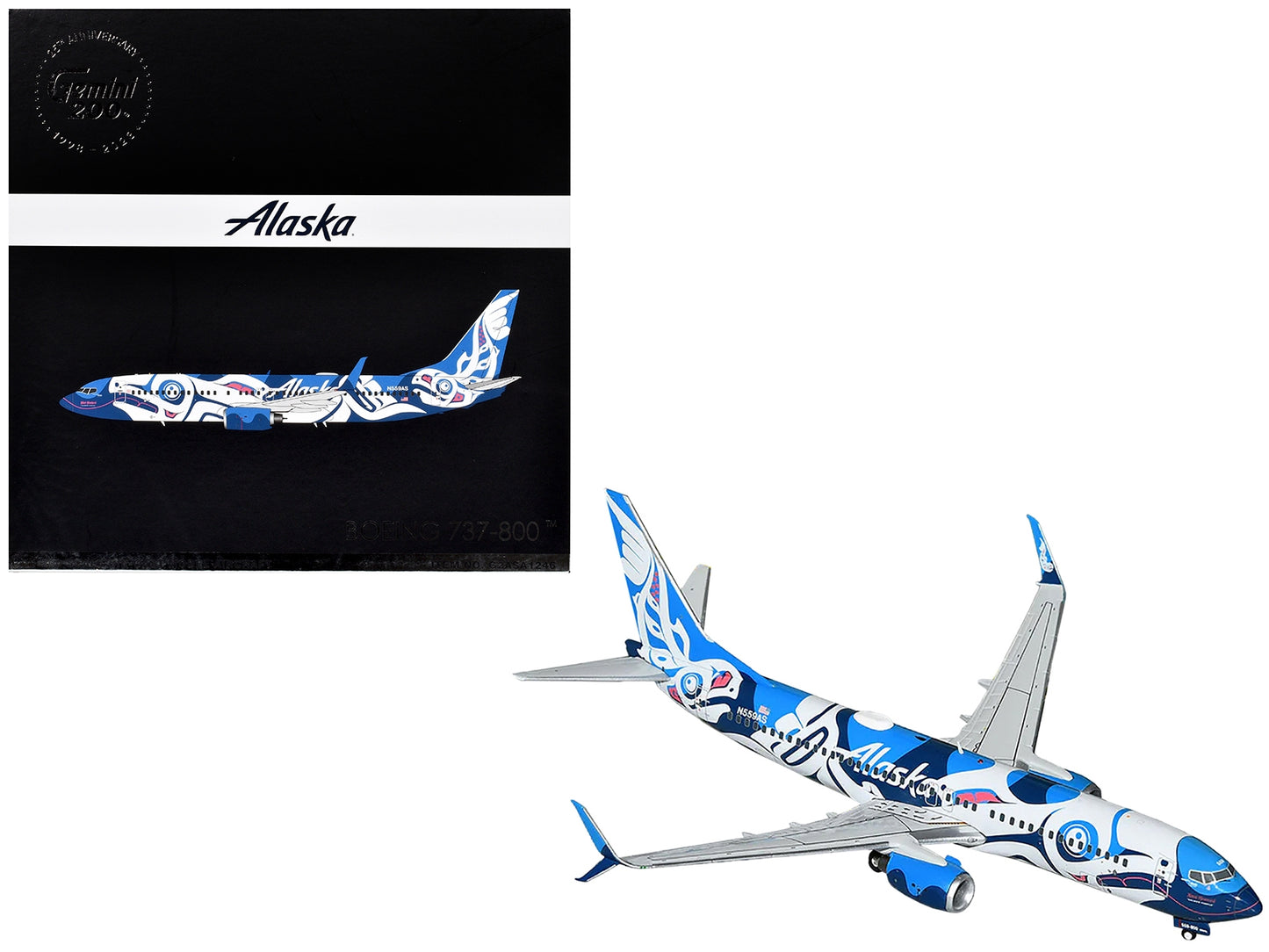 Boeing 737-800 Commercial Aircraft "Alaska Airlines" (N559AS) Salmon People Livery "Gemini 200" Series 1/200 Diecast Model Airplane by GeminiJets - Premium Boeing from GeminiJets - Just $113.18! Shop now at Rapidvehicles