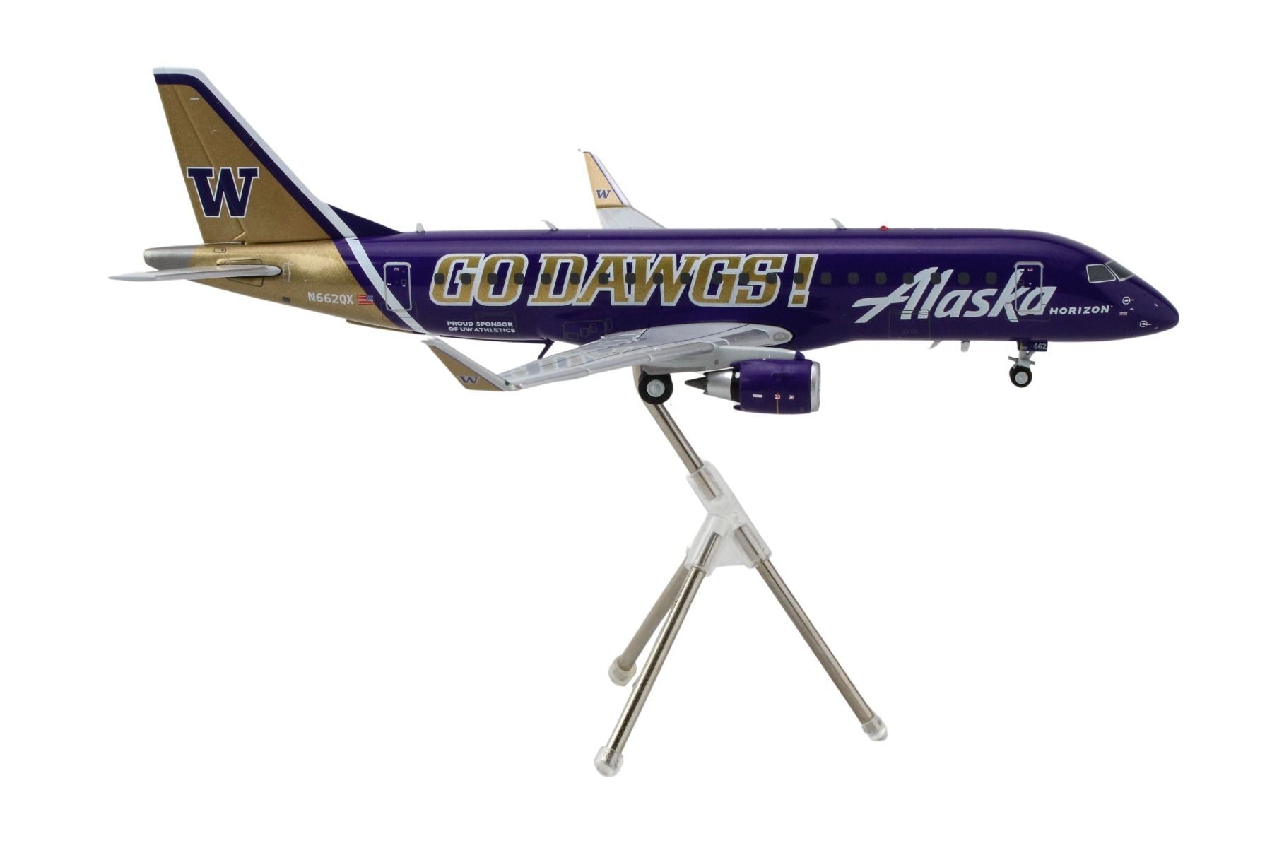 Embraer ERJ-175 Commercial Aircraft "Alaska Airlines/Horizon - University of Washington Huskies" (N662QX) Purple with Gold Tail "Gemini 200" Series 1/200 Diecast Model Airplane by GeminiJetsG2ASA1287 - Premium Embraer from GeminiJets - Just $120.99! Shop now at Rapidvehicles