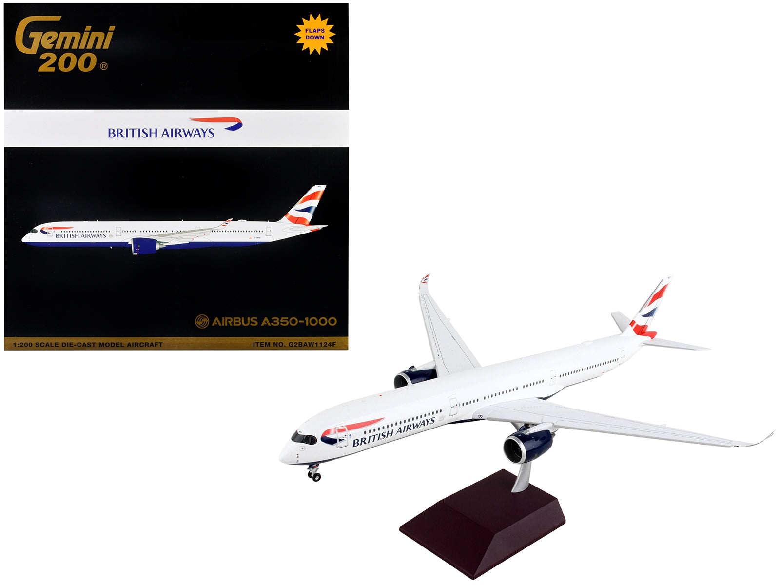 Airbus A350-1000 Commercial Aircraft with Flaps Down "British Airways" White with Striped Tail "Gemini 200" Series 1/200 Diecast Model Airplane by GeminiJets - Premium Aircrafts and War Planes from GeminiJets - Just $179.99! Shop now at Rapidvehicles