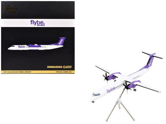 Bombardier Q400 Commercial Aircraft "Flybe" (G-ECOE) White with Purple Tail "Gemini 200" Series 1/200 Diecast Model Airplane by GeminiJets
