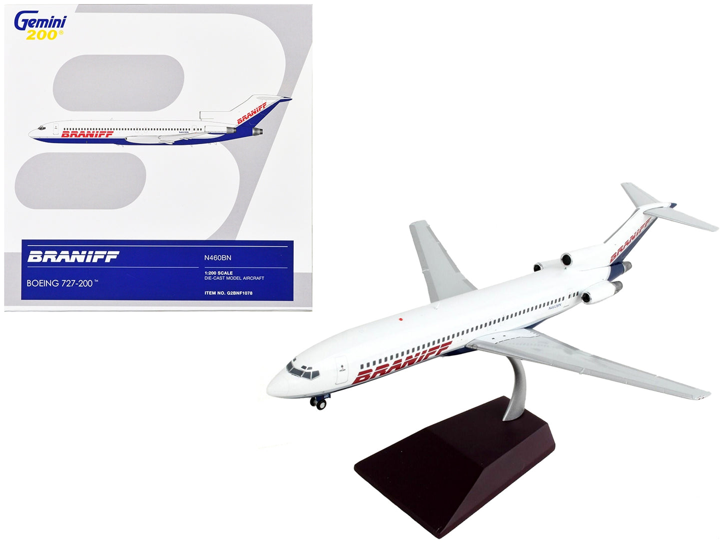 Boeing 727-200 Commercial Aircraft "Braniff International - Premium Boeing from GeminiJets - Just $143.99! Shop now at Rapidvehicles