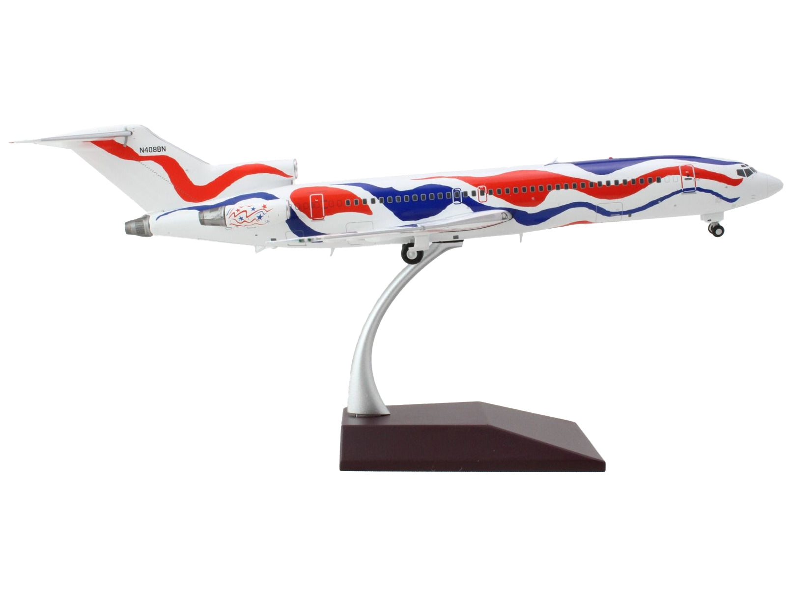 Boeing 727-200 Commercial Aircraft "Braniff International Airways - Calder Bicentennial Livery" White with Red and Blue Stripes "Gemini 200" Series 1/200 Diecast Model Airplane by GeminiJets - Premium Boeing from GeminiJets - Just $122.99! Shop now at Rapidvehicles