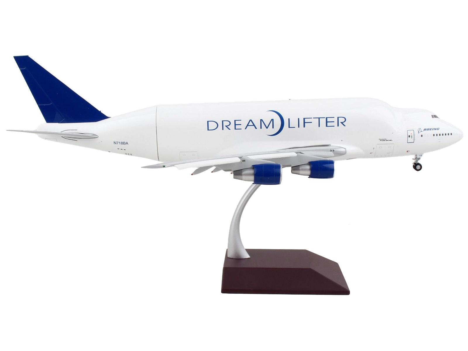 Boeing 747LCF Commercial Aircraft with Flaps Down "Dreamlifter" White with Blue Tail "Gemini 200" Series 1/200 Diecast Model Airplane by GeminiJets - Premium Boeing from GeminiJets - Just $218.99! Shop now at Rapidvehicles