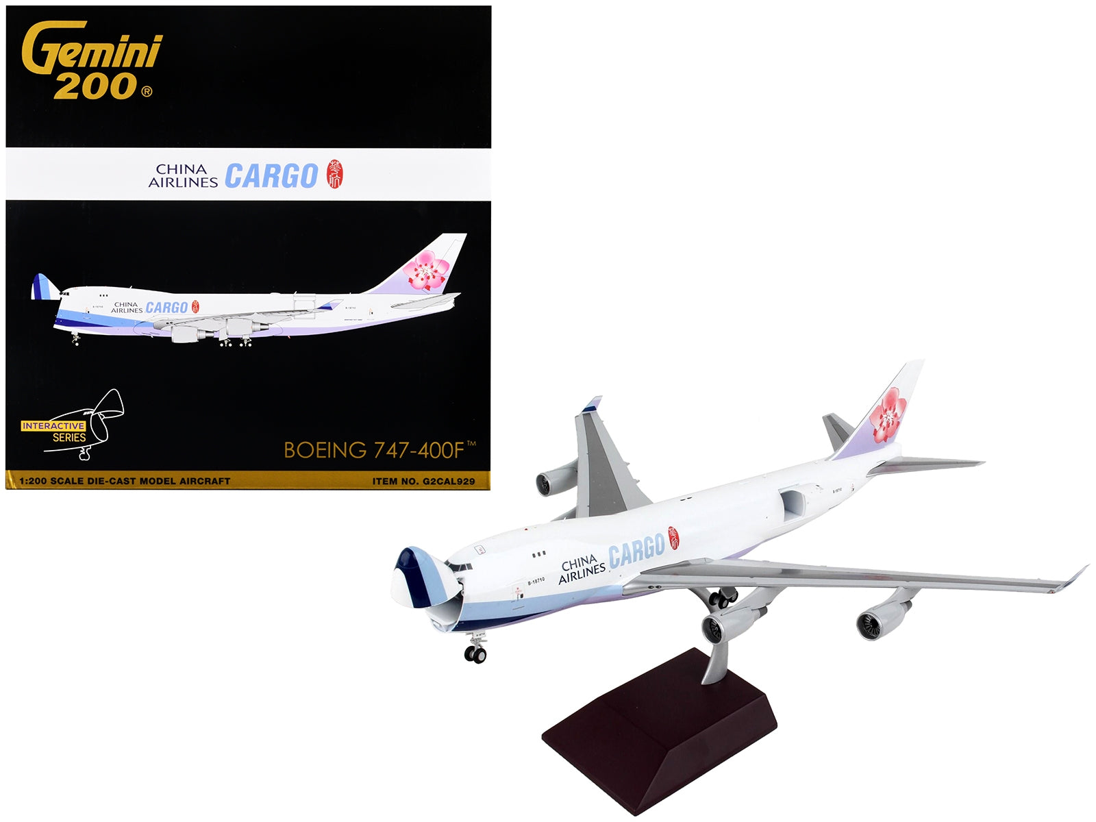 Boeing 747-400F Commercial Aircraft "China Airlines Cargo" White with Purple Tail "Gemini 200 - Interactive" Series 1/200 Diecast Model Airplane by GeminiJets - Premium Boeing from GeminiJets - Just $202.99! Shop now at Rapidvehicles