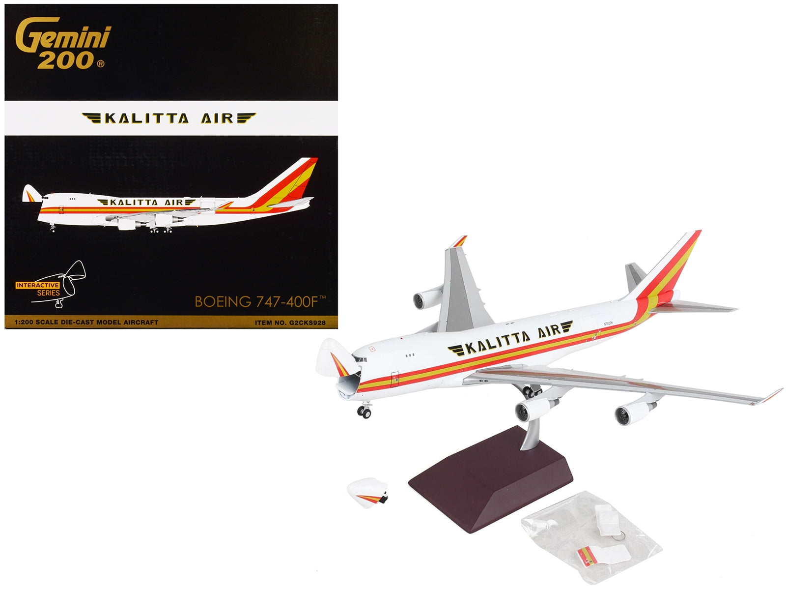 Boeing 747-400F Commercial Aircraft "Kalitta Air" White with Stripes "Gemini 200 - Interactive" Series 1/200 Diecast Model Airplane by GeminiJets - Premium Boeing from GeminiJets - Just $214.99! Shop now at Rapidvehicles