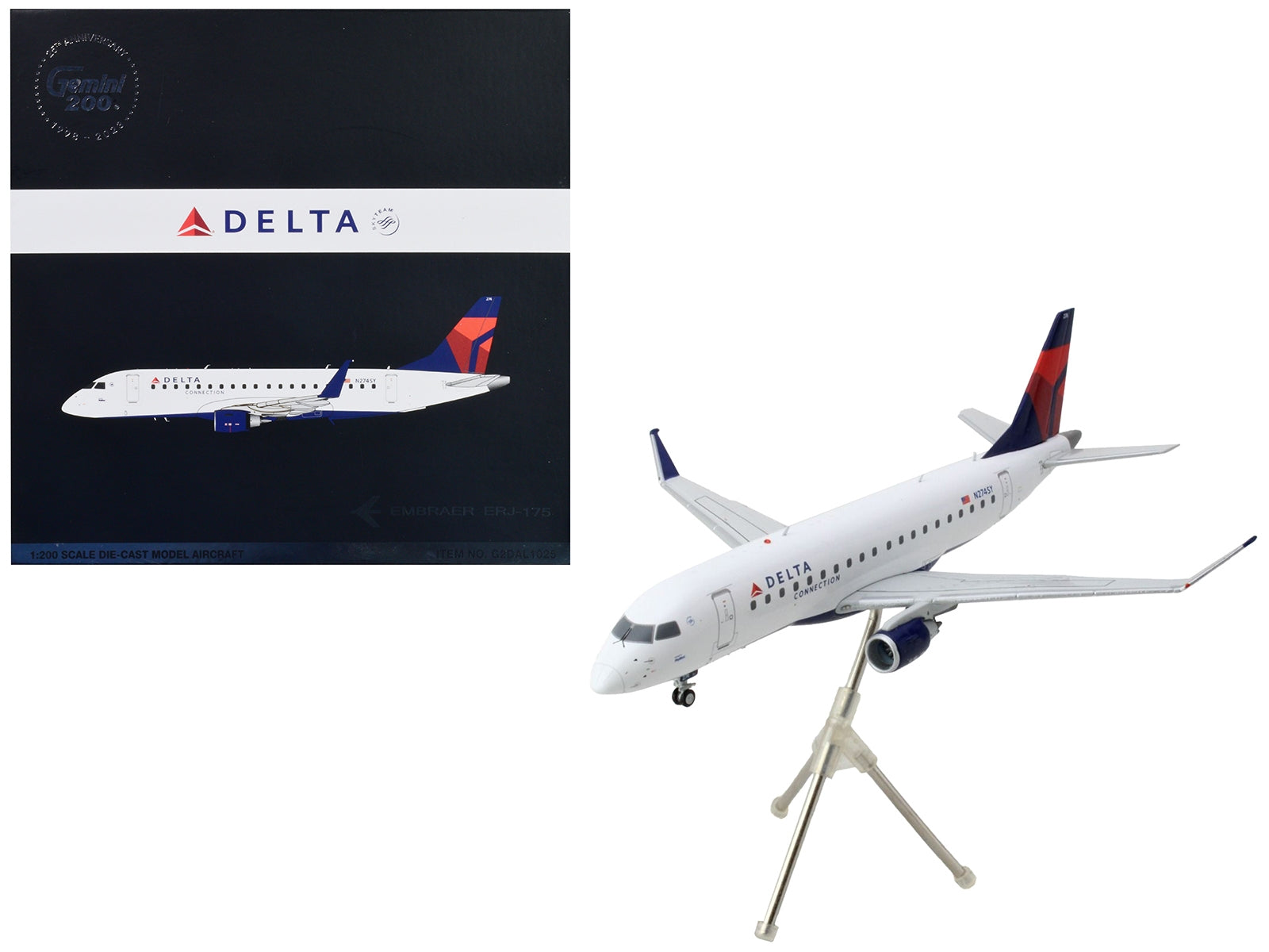 Embraer ERJ-175 Commercial Aircraft "Delta Connection" White with Blue and Red Tail "Gemini 200" Series 1/200 Diecast Model Airplane by GeminiJets - Premium Embraer from GeminiJets - Just $117.99! Shop now at Rapidvehicles