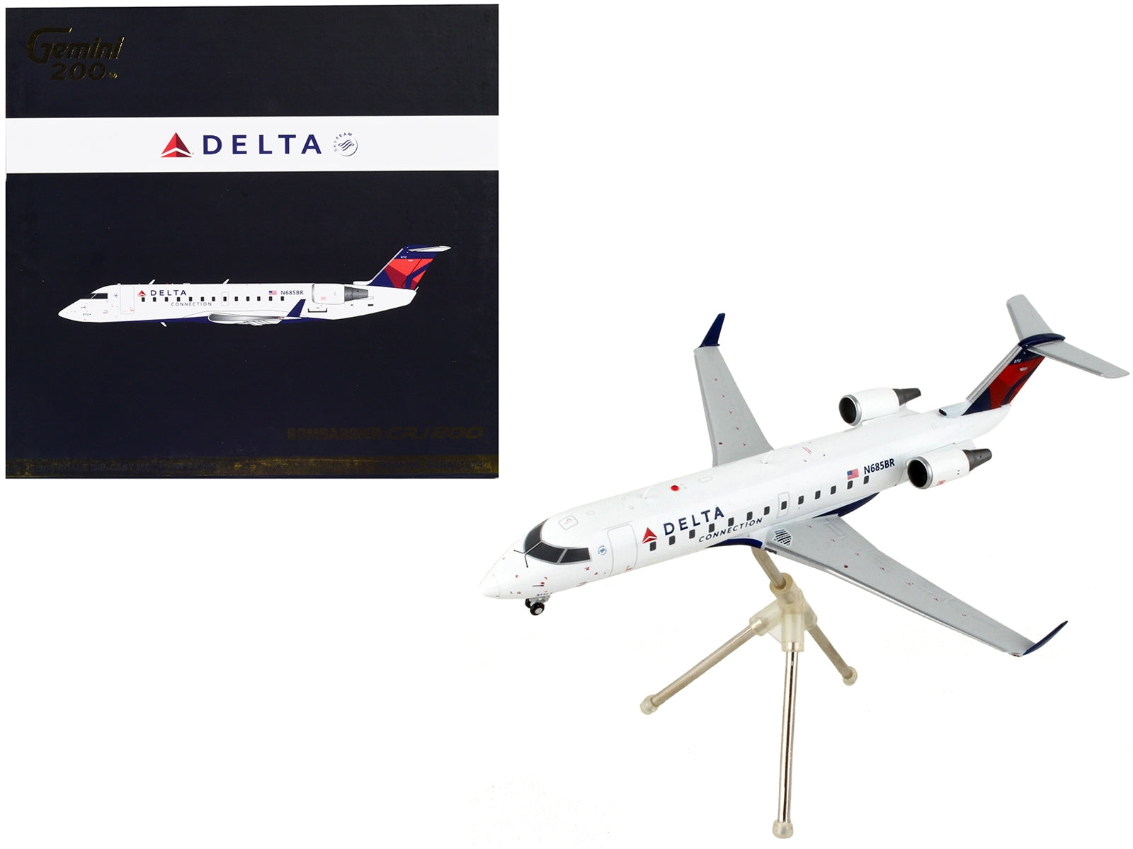 Bombardier CRJ200 Commercial Aircraft "Delta Air Lines - Delta Connection" White with Blue and Red Tail "Gemini 200" Series 1/200 Diecast Model Airplane by GeminiJets - Premium Bombardier from GeminiJets - Just $103.99! Shop now at Rapidvehicles