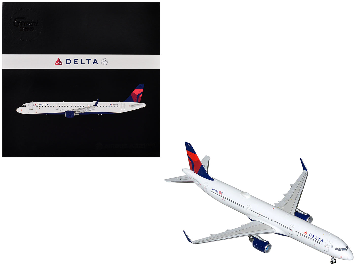 Airbus A321 Commercial Aircraft "Delta Air Lines" (N328DN) White with Blue and Red Tail "Gemini 200" Series  1/200 Diecast Model Airplane by GeminiJets