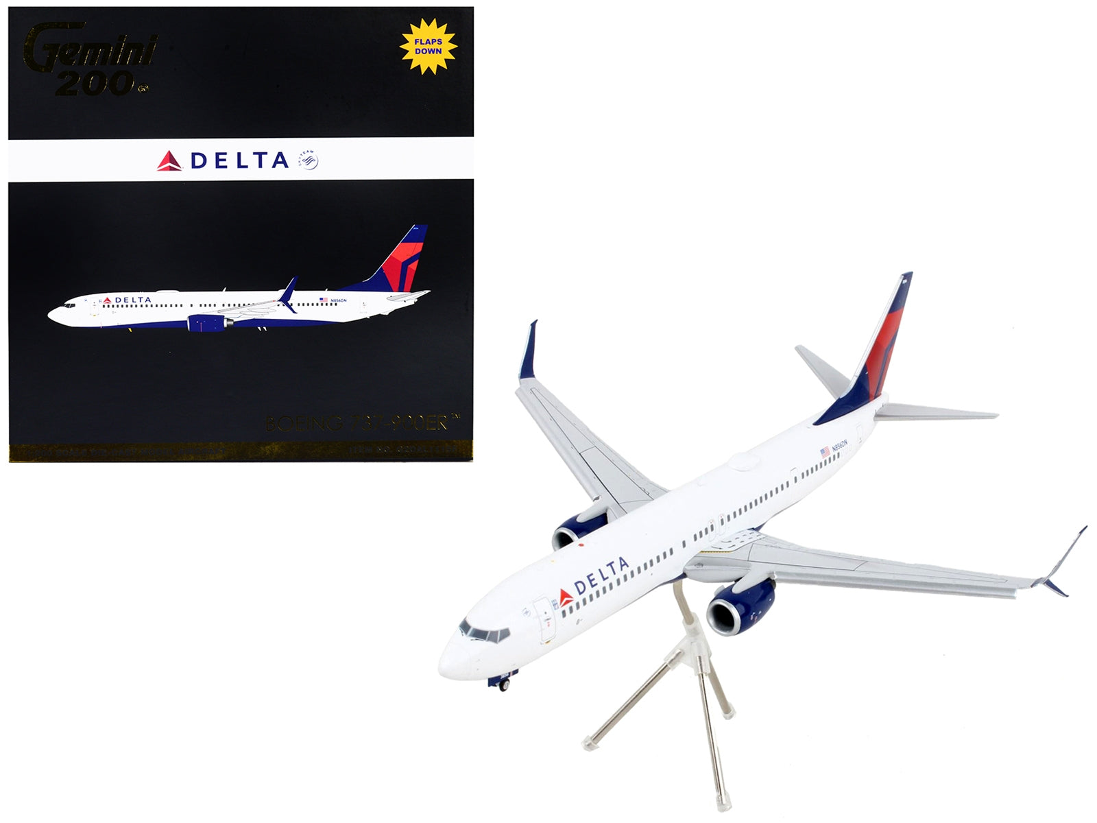 Boeing 737-900ER Commercial Aircraft with Flaps Down "Delta Air Lines" White with Blue and Red Tail "Gemini 200" Series 1/200 Diecast Model Airplane by GeminiJets - Premium Boeing from GeminiJets - Just $127.99! Shop now at Rapidvehicles