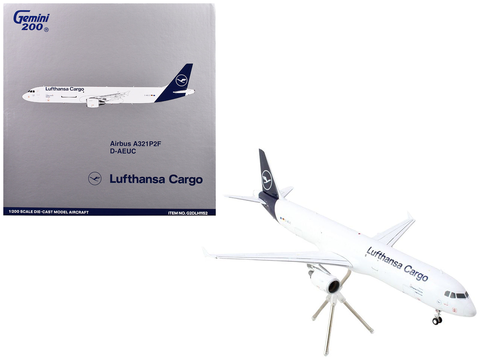 Airbus A321P2F Commercial Aircraft "Lufthansa Cargo" (D-AEUC) White with Blue Tail "Gemini 200" Series 1/200 Diecast Model Airplane by GeminiJets free shipping USA
