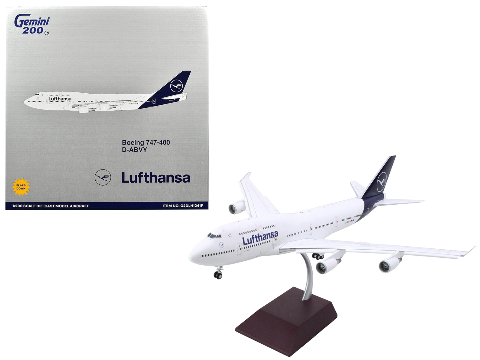 Boeing 747-400 Commercial Aircraft with Flaps Down "Lufthansa" (D-ABVY) White with Dark Blue Tail "Gemini 200" Series 1/200 Diecast Model Airplane by GeminiJets - Premium Boeing from GeminiJets - Just $202.99! Shop now at Rapidvehicles