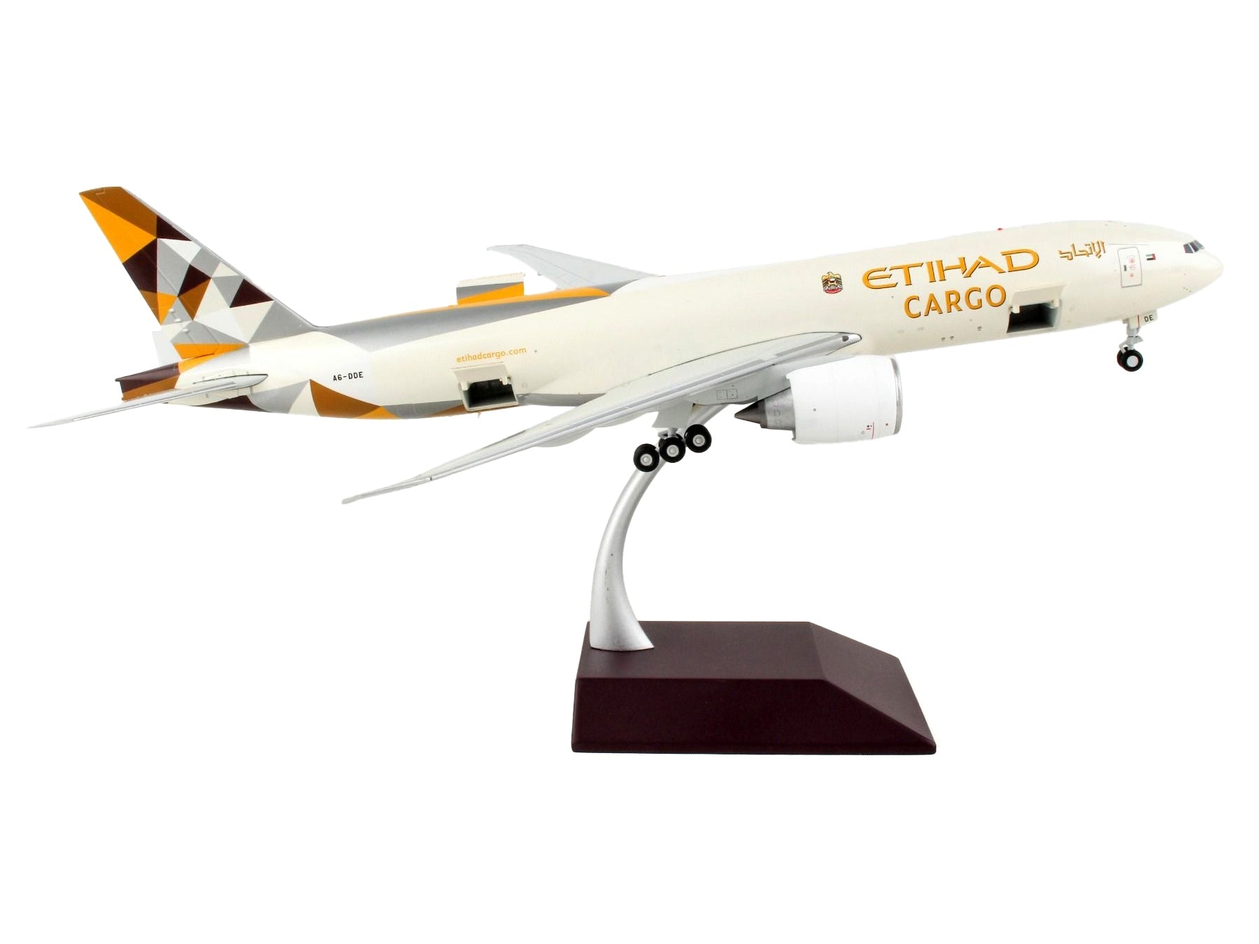 Boeing 777F Commercial Aircraft "Etihad Airways Cargo" Beige with Tail Graphics "Gemini 200 - Interactive" Series 1/200 Diecast Model Airplane by GeminiJets - Premium Boeing from GeminiJets - Just $168.99! Shop now at Rapidvehicles